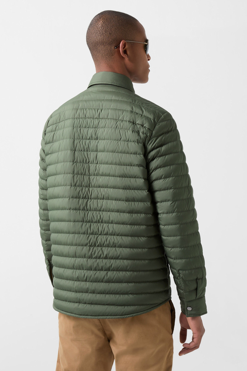 Olli Lightweight down overshirt in Olive green 3