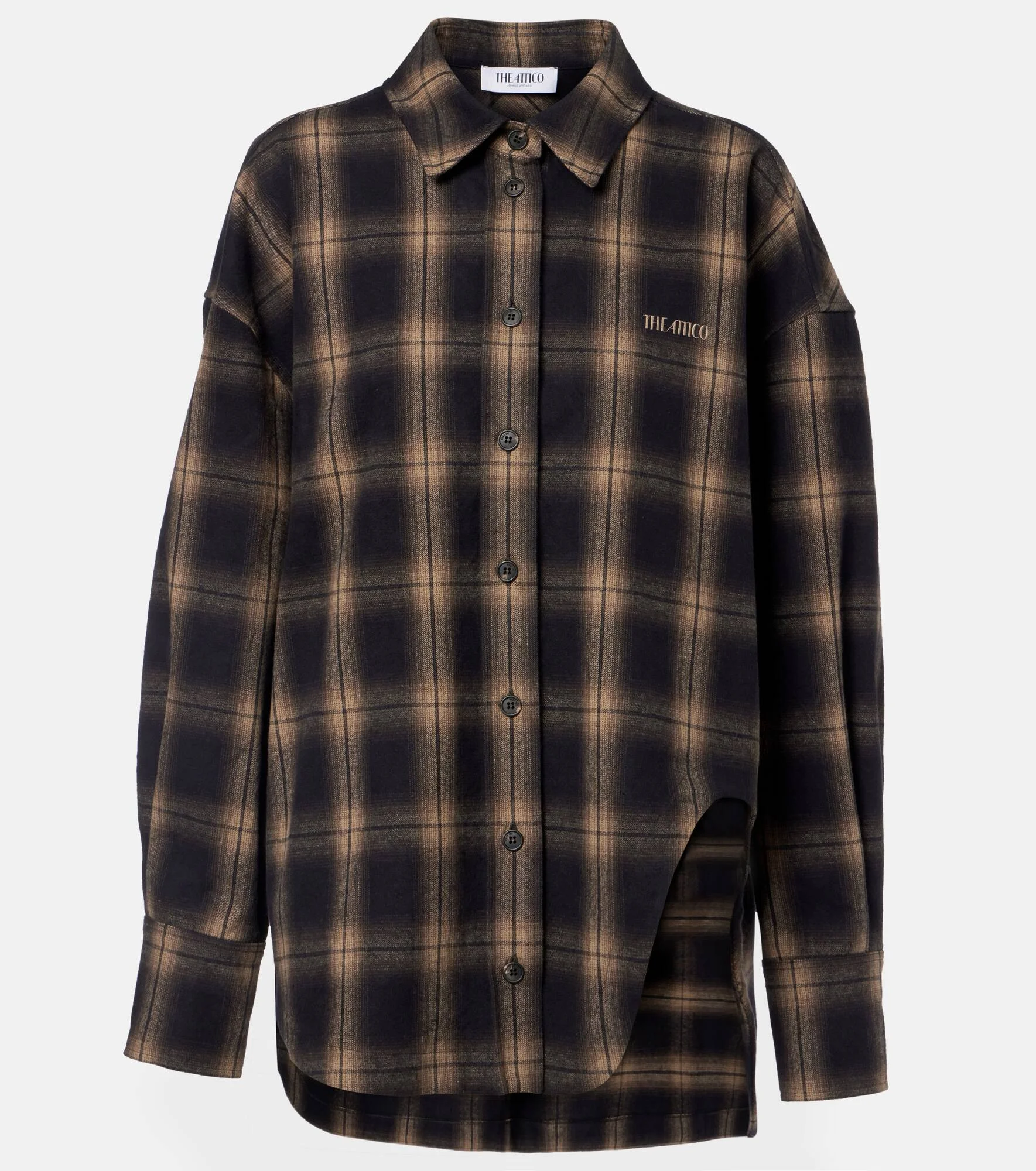 Checked oversized cotton flannel shirt - 1