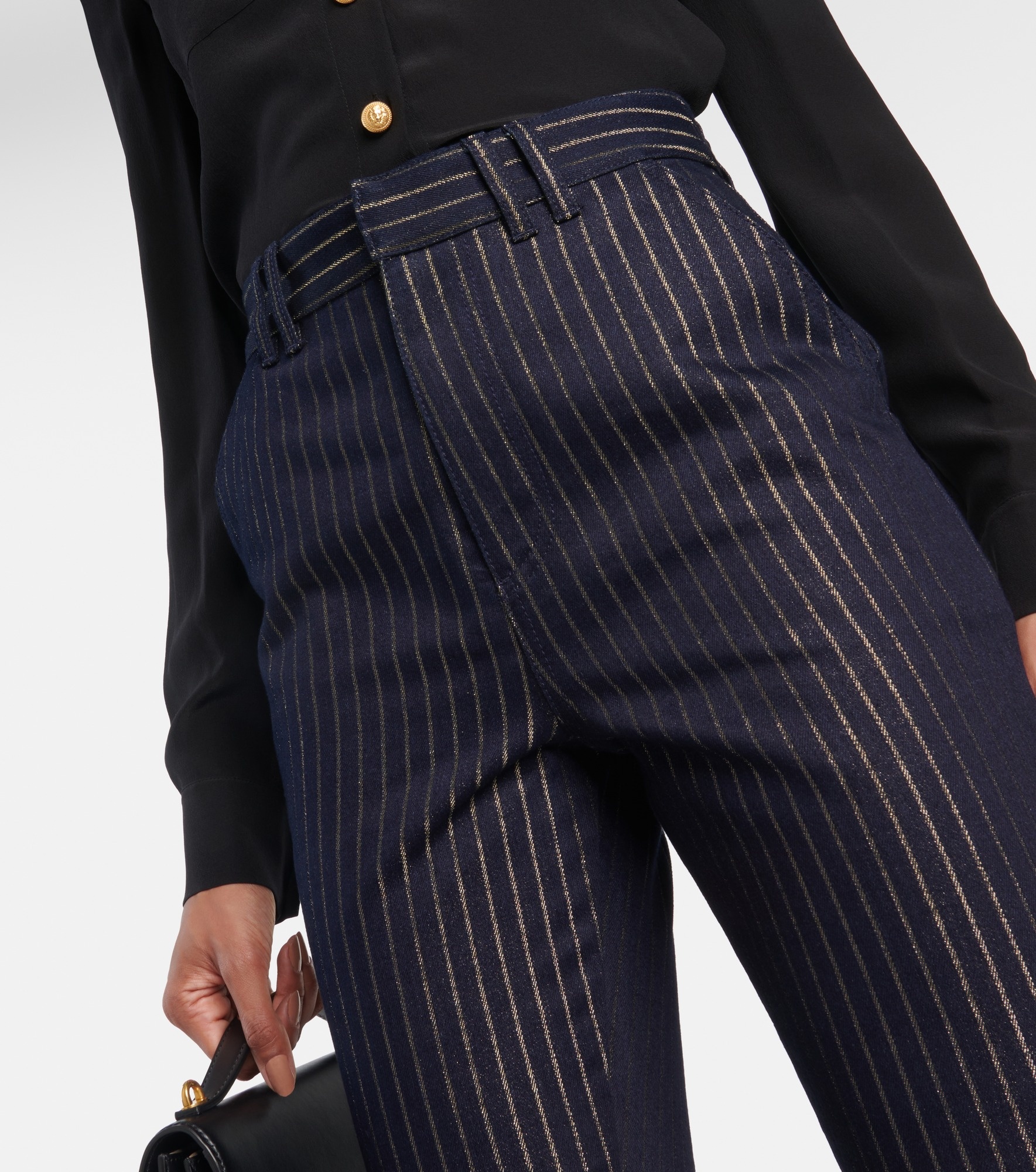 Flared Lurex® pinstripe jeans - 4