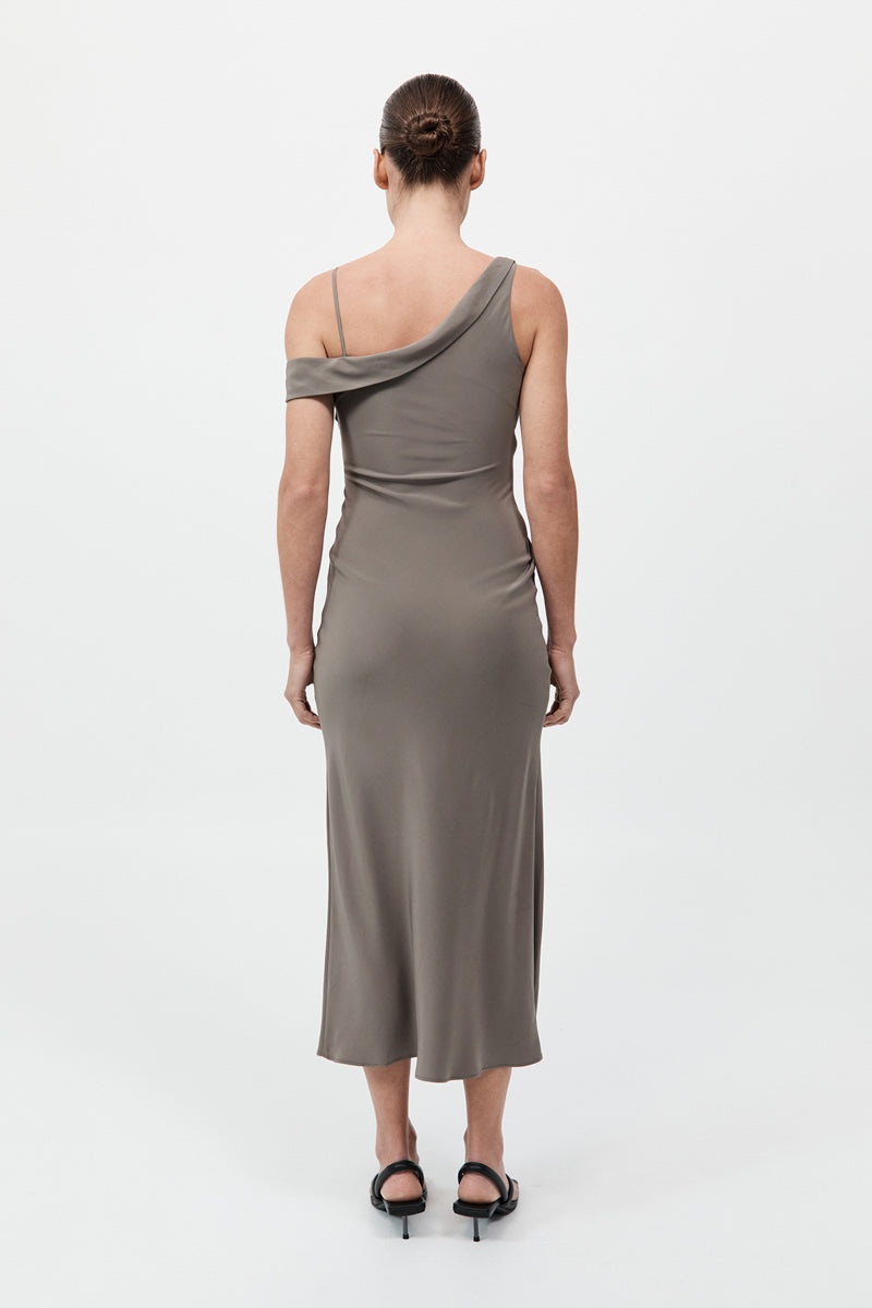 Silk Drape Dress - Slate - 7