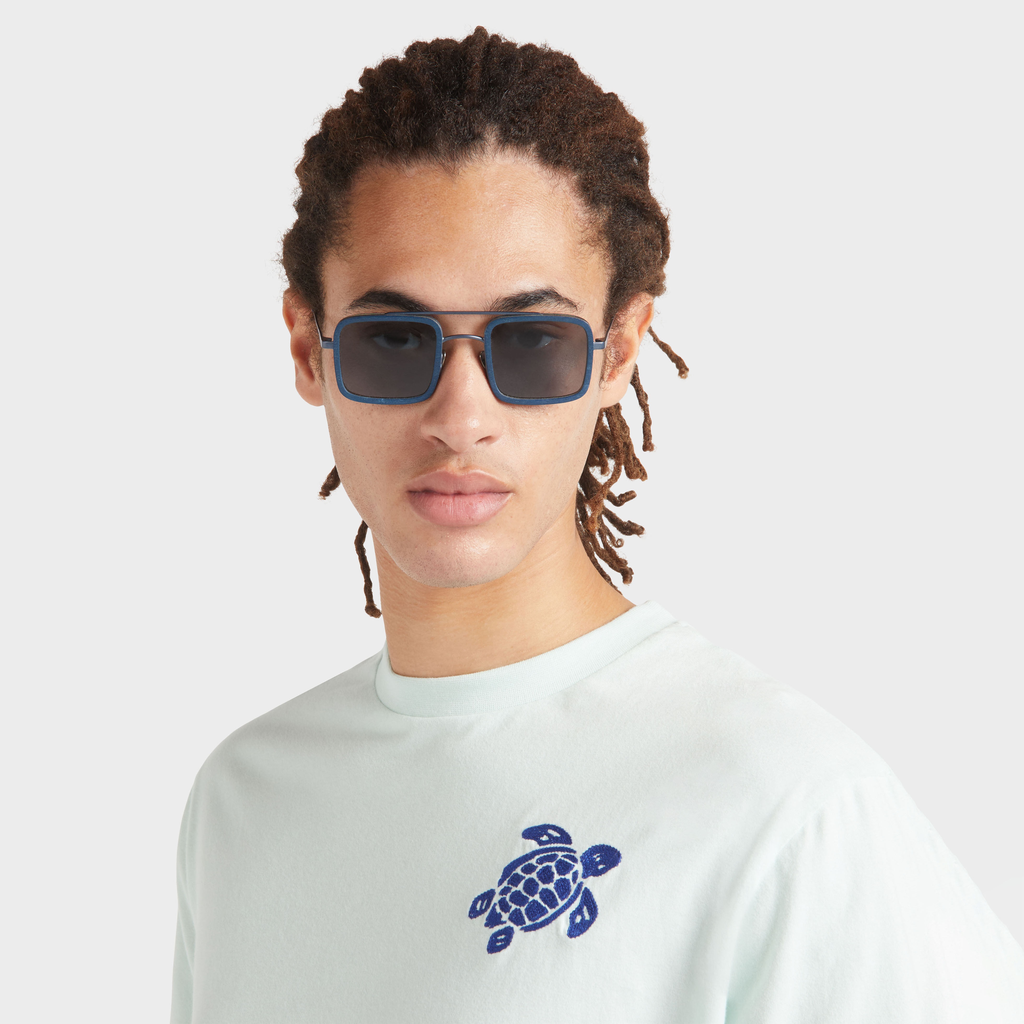 Men Organic Cotton T-shirt Embroidered Turtle - 6