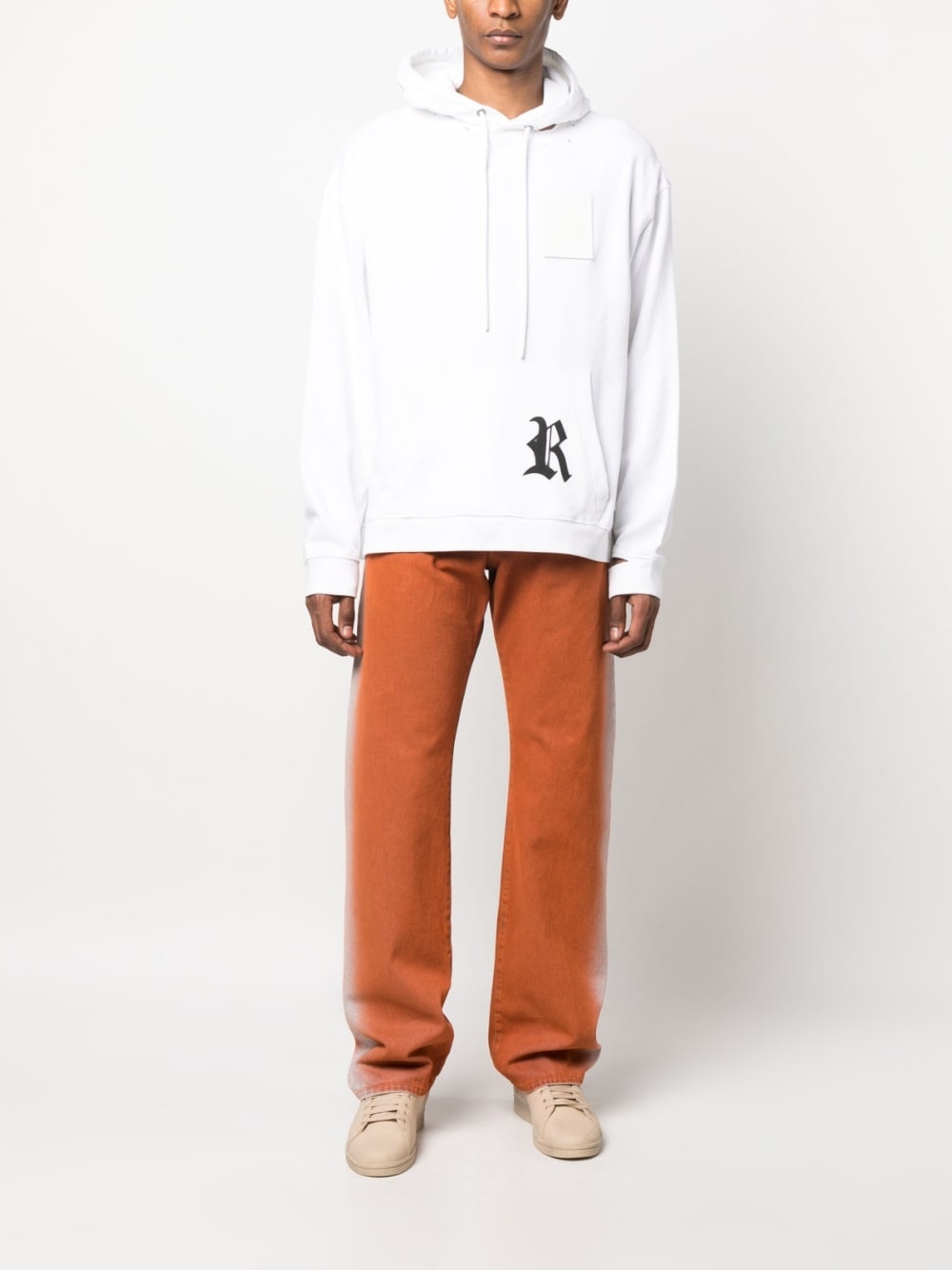 logo patch ripped hoodie - 2