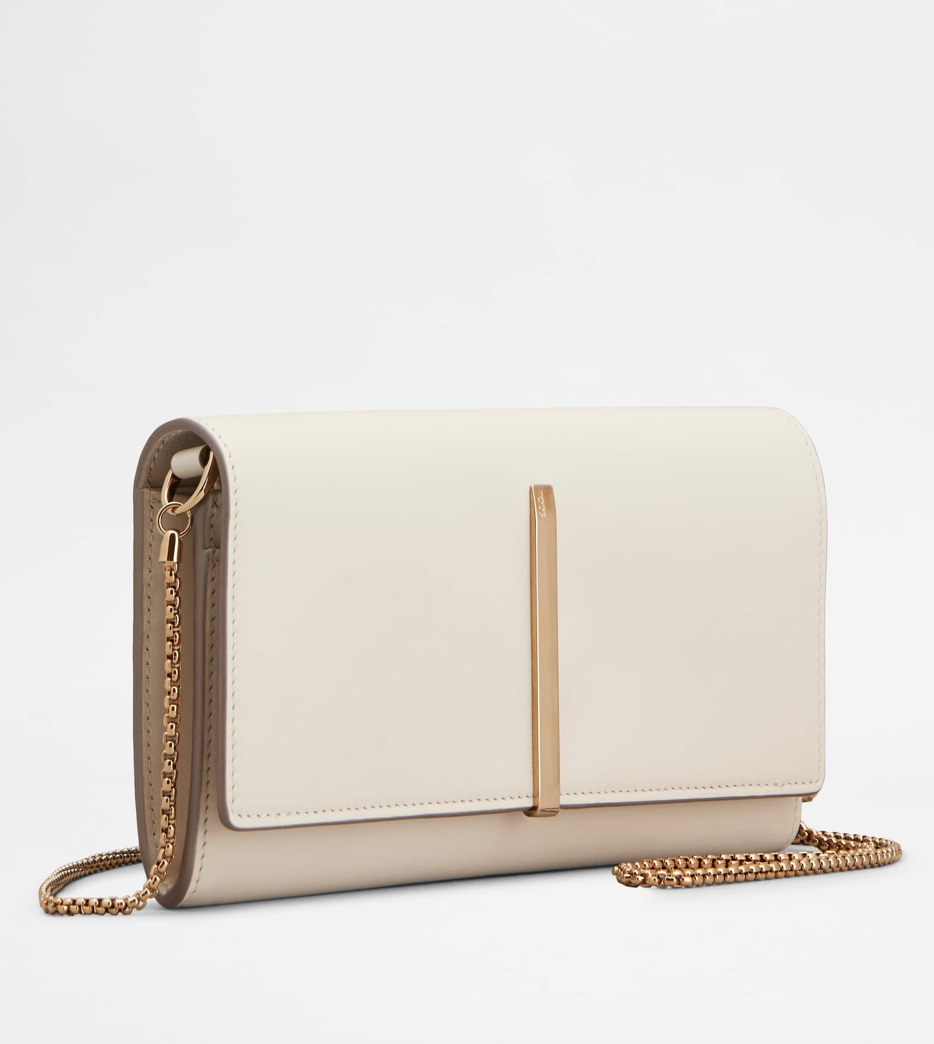 WALLET IN LEATHER WITH SHOULDER STRAP - WHITE - 2