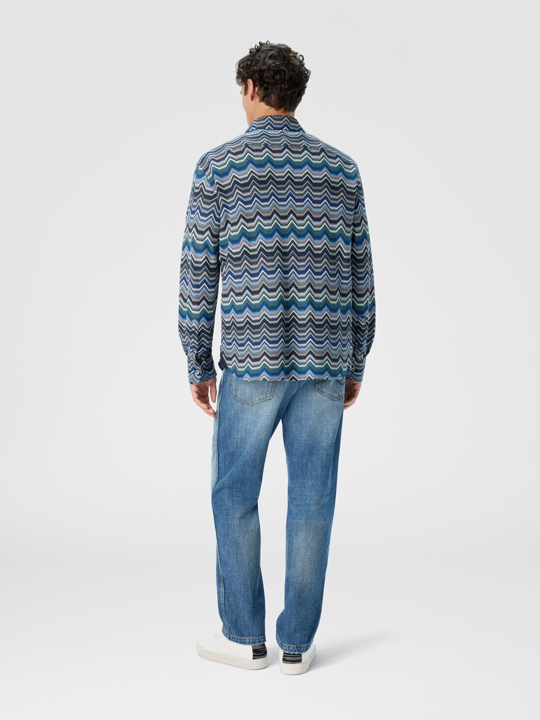 Long Sleeve Shirt with Geometric Zigzag - 3