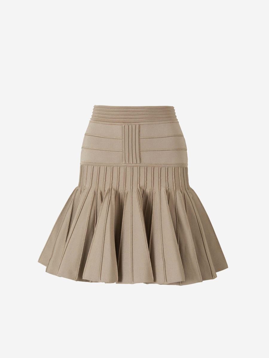 Balmain BALMAIN PLEATED KNITTED SKIRT | baltini | REVERSIBLE