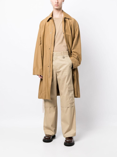 Wooyoungmi logo-plaque cotton wide-leg trousers outlook