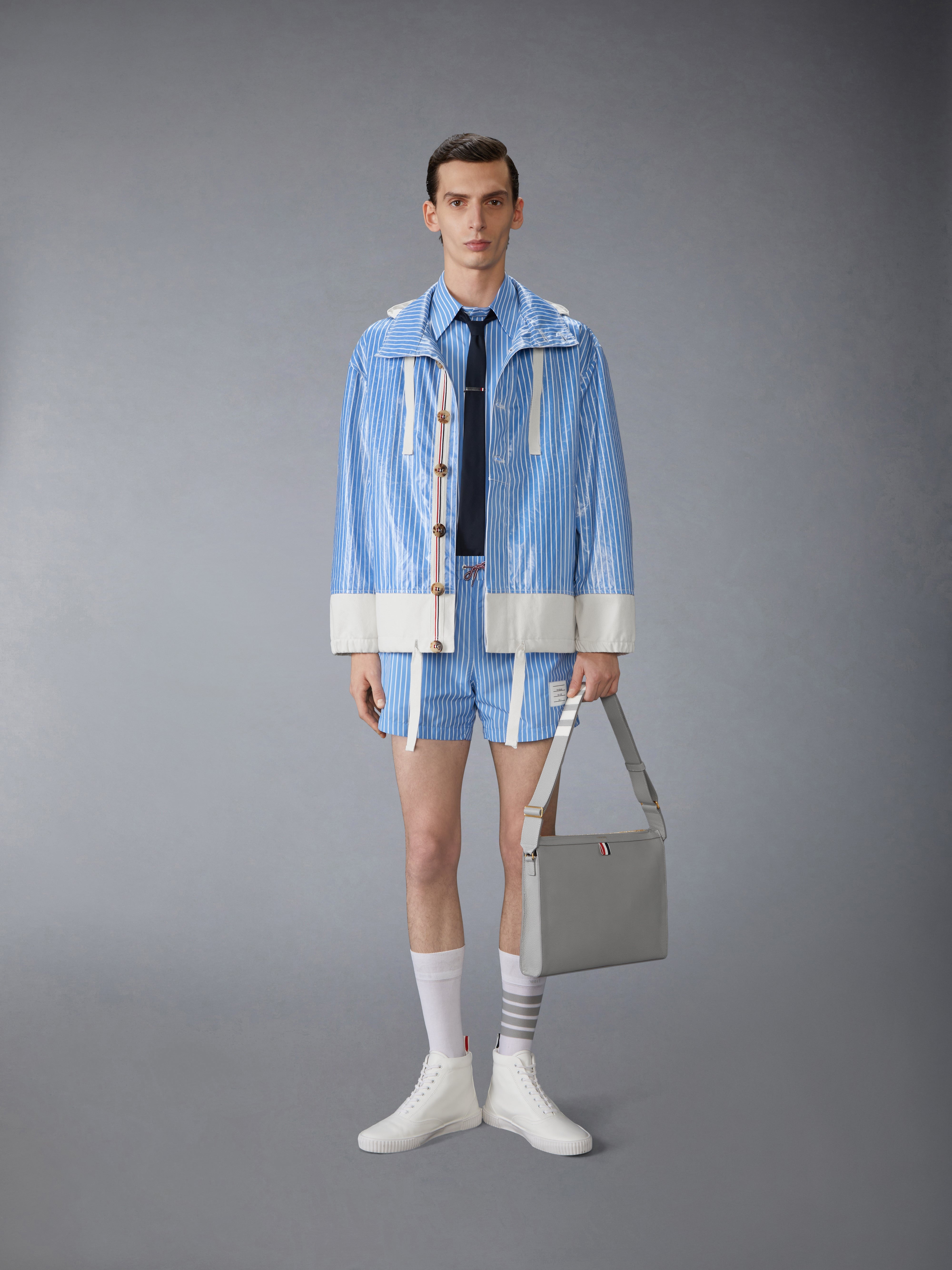 LAMINATED PINSTRIPE POPLIN ANORAK - 5