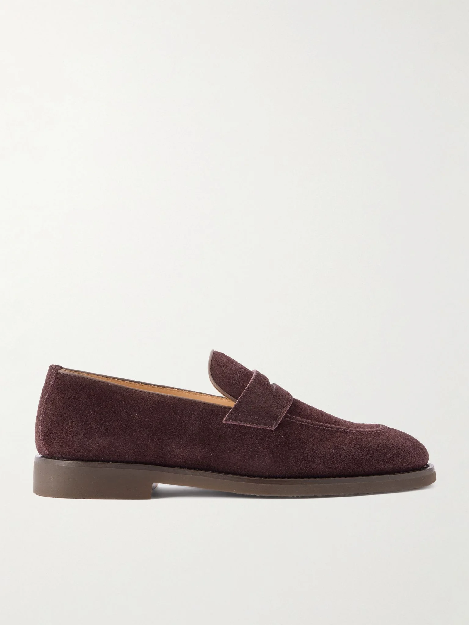 Waxed-Suede Penny Loafers Burgundy - 1