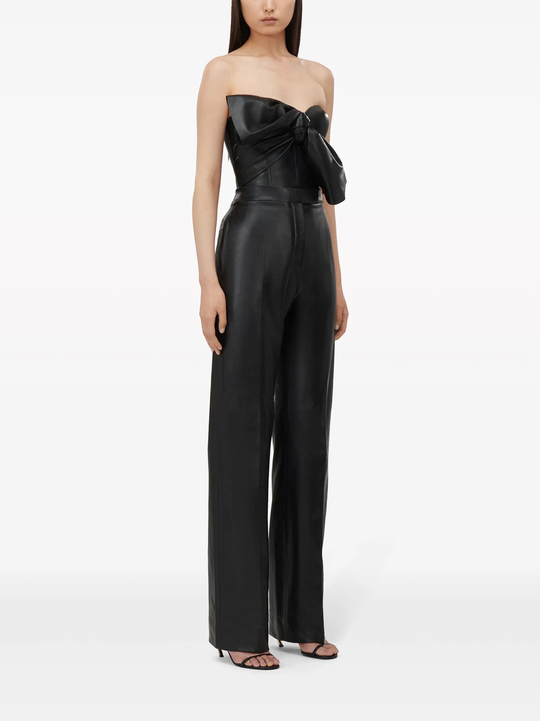Knotted-bow Leather Corset Top - 3