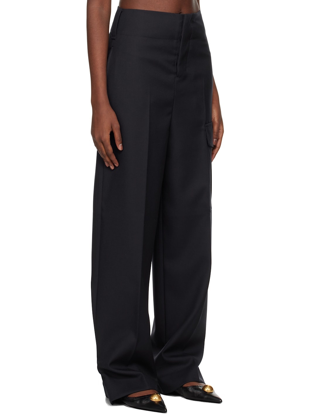 Navy Straight Fit Trousers - 2