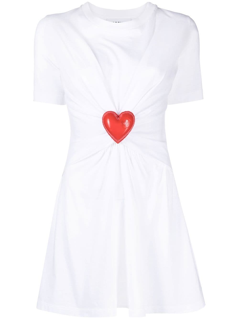 heart-appliqué gathered T-shirt dress - 1