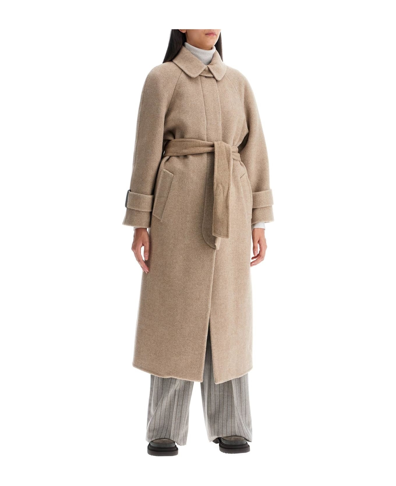 Wool And Cashmere Coat With Belt. - 2