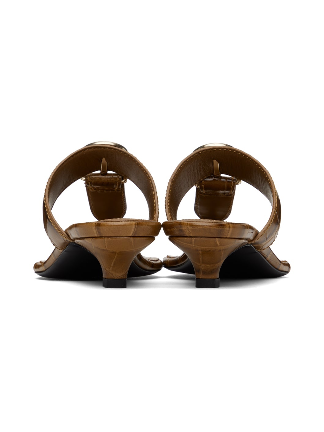 Tan 'The Belted Croco' Heeled Sandals - 2