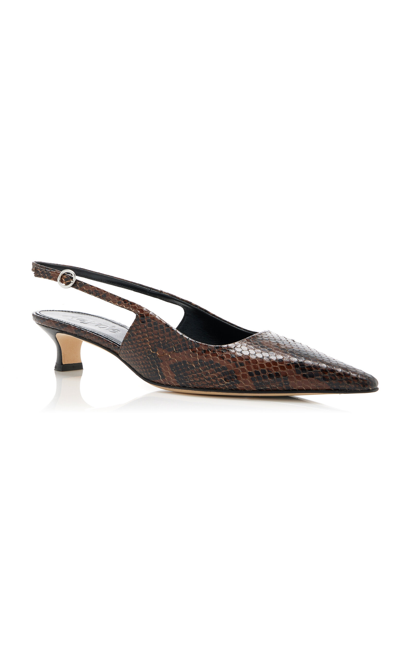 Catrina Snake-Effect Leather Slingback Pumps brown - 4