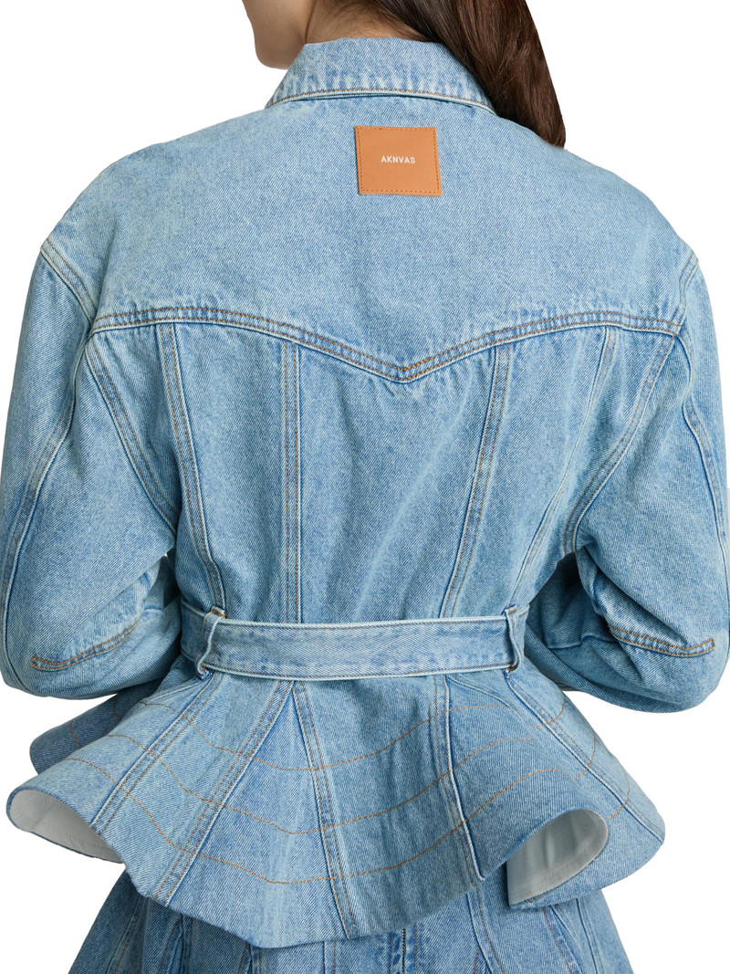 Women's Alex Ruffled Denim Jacket - Sky Blue Denim 6
