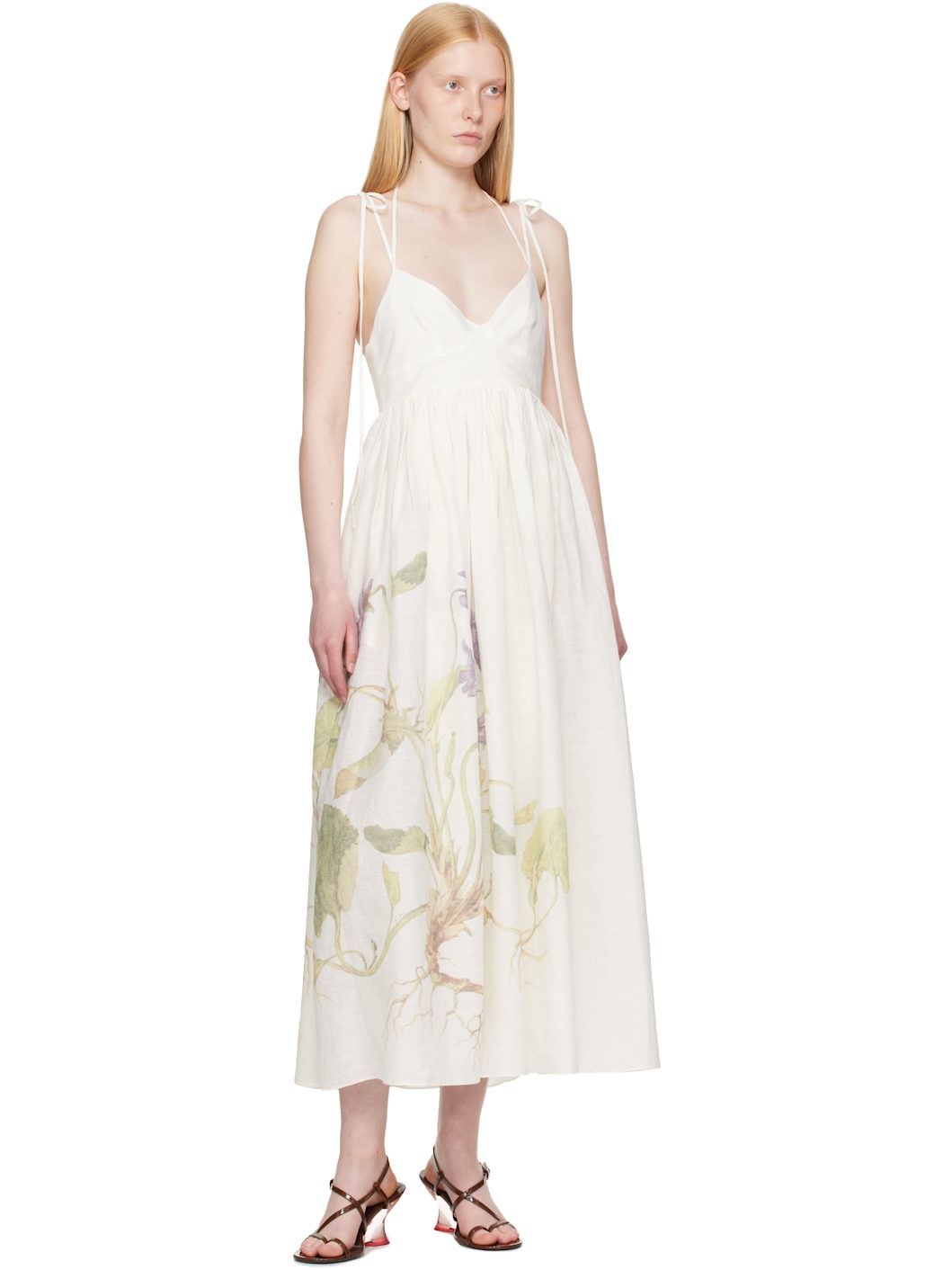 Off-White Strappy Fit & Flare Midi Dress - 4