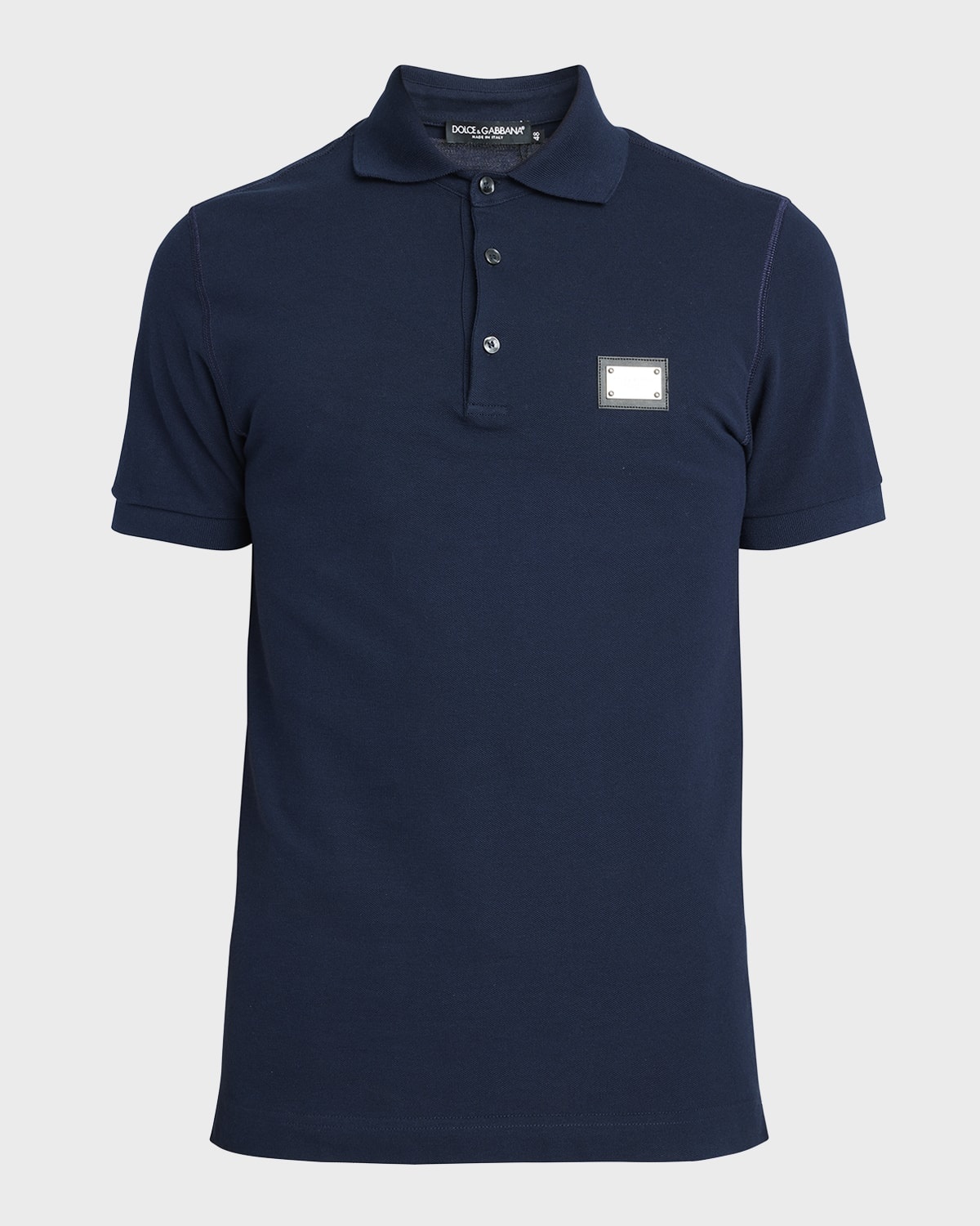 Men's Basic Polo Shirt with Logo Plaque - 1