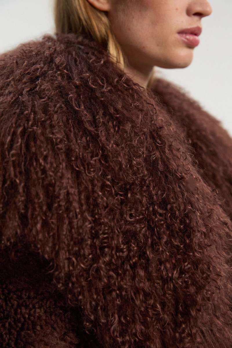 Mongolian Shearling Panelled Short Coat 5