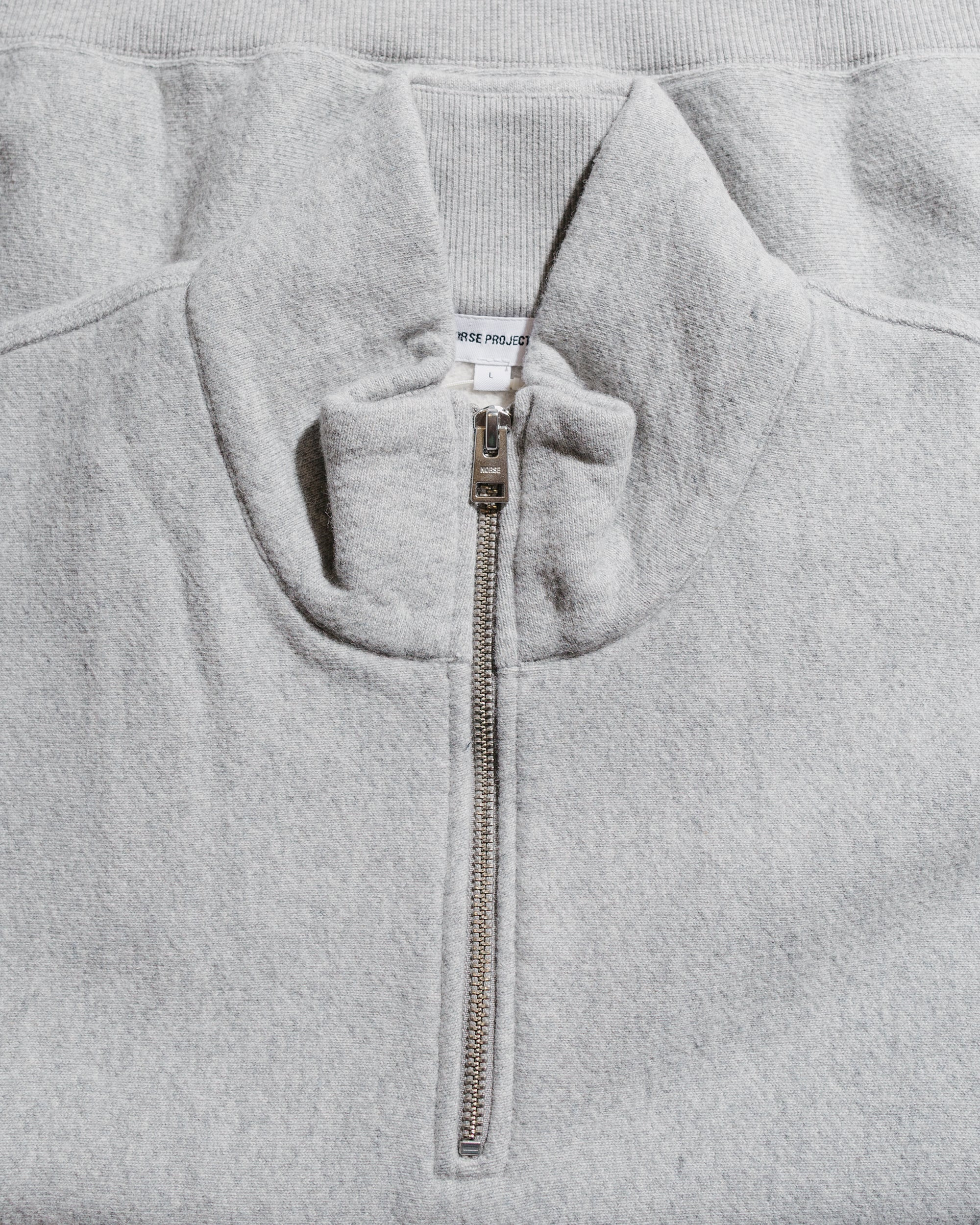 Ketel Relaxed Cotton Wool Half Zip Sweatshirt Grey Melange - 5