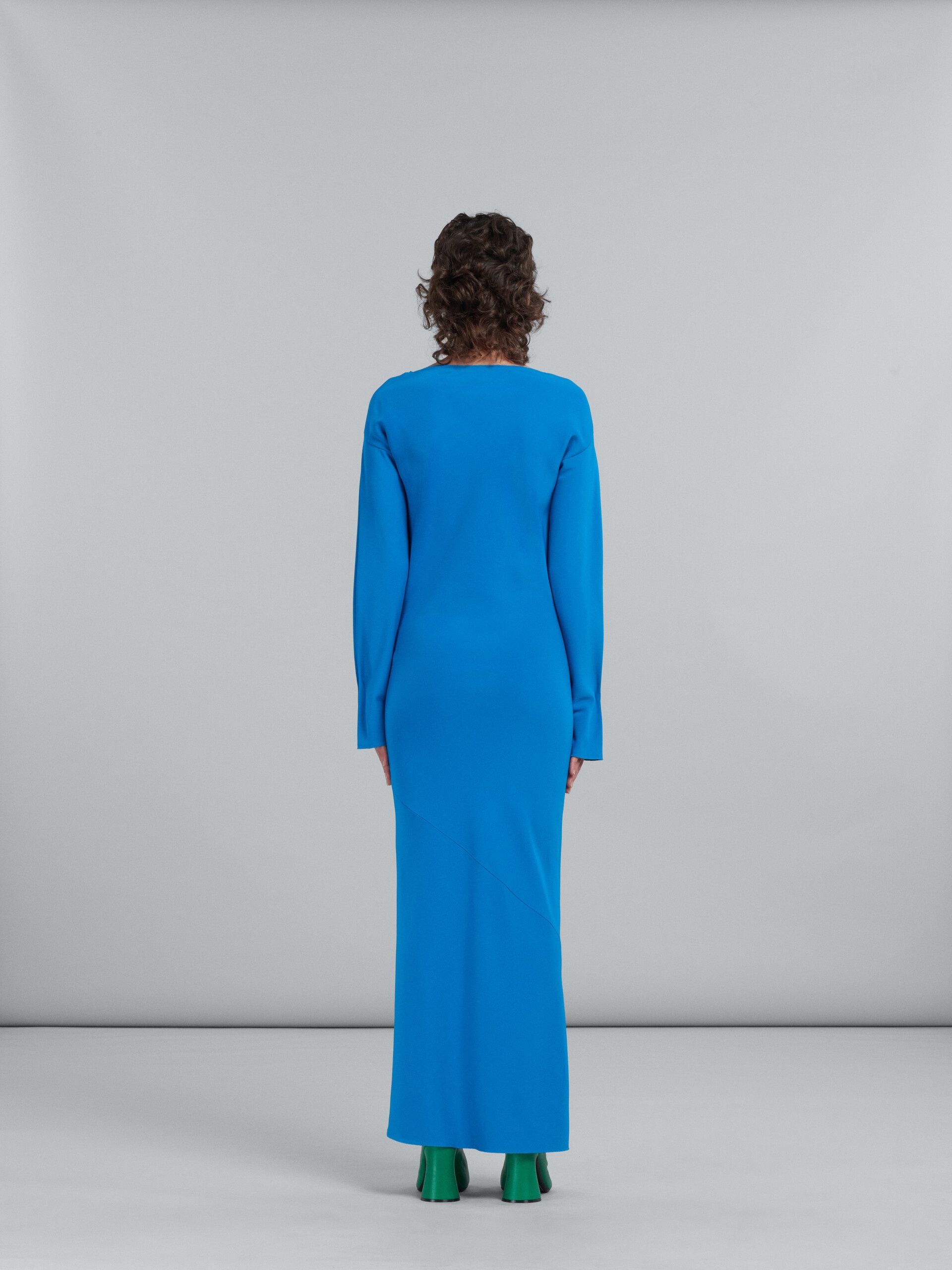 BLUE STRETCH CADY LONG DRESS - 3
