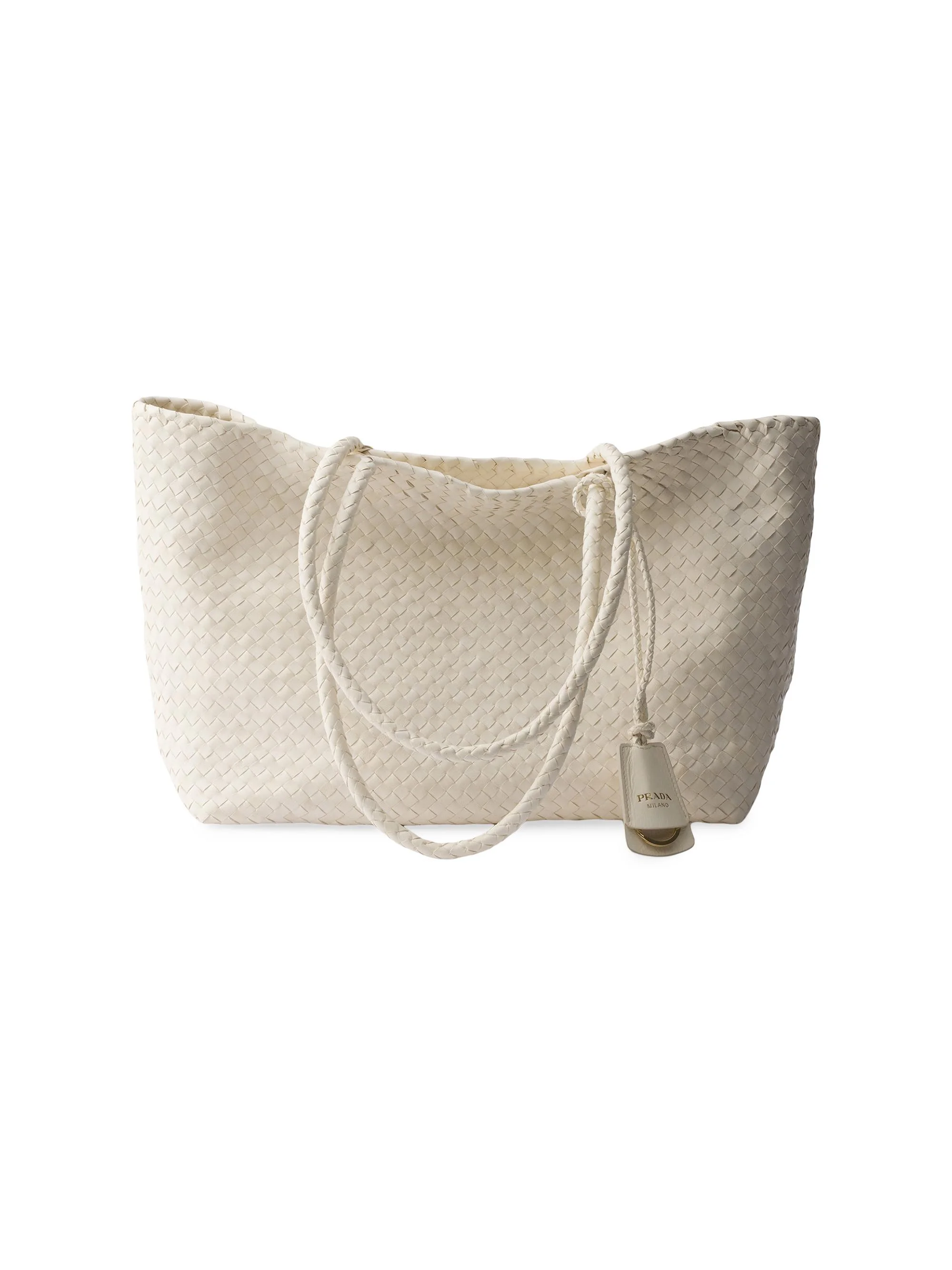 Women's Large Leather Tote Bag - White - 1