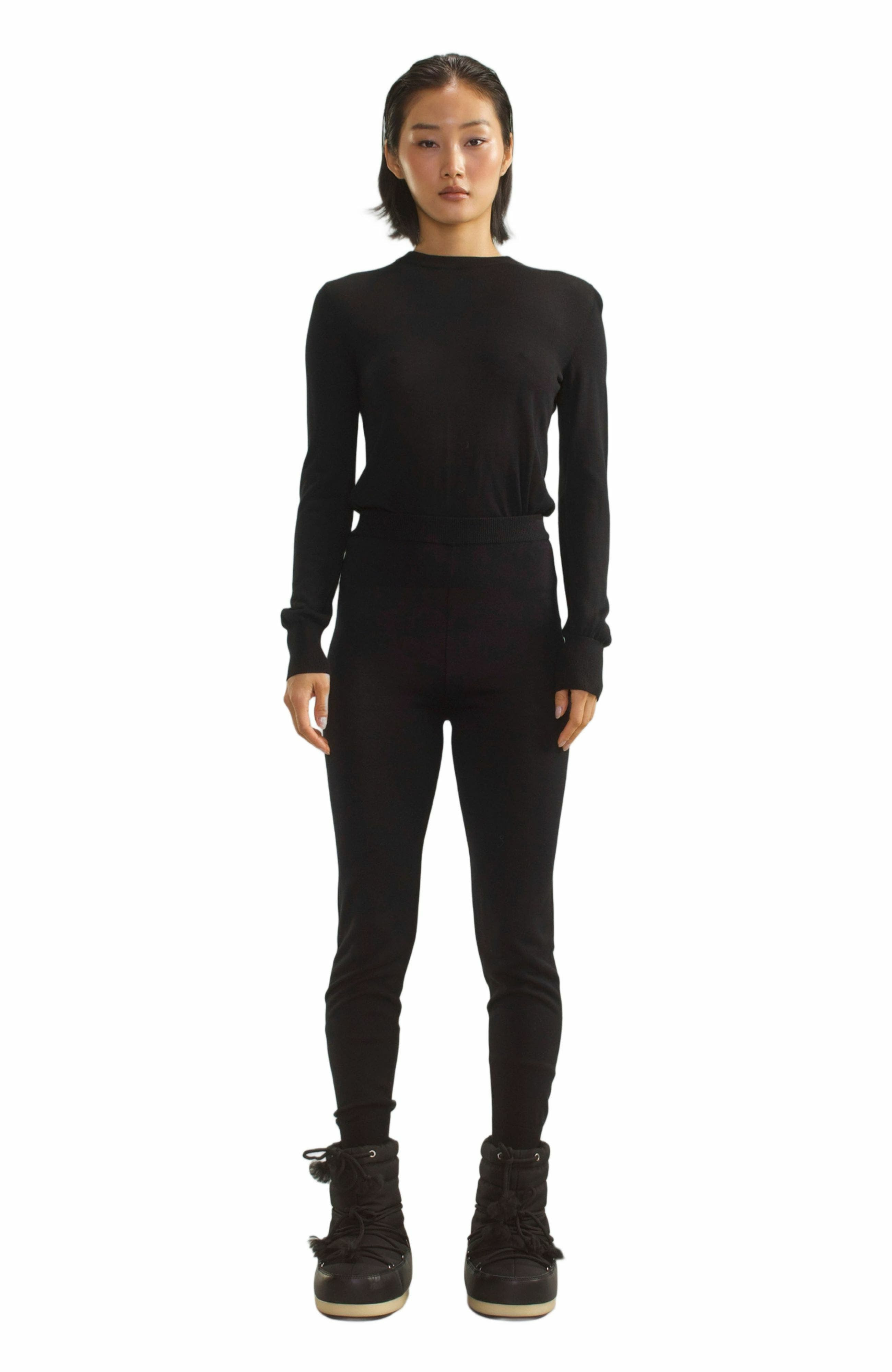 Cynthia Rowley Aspen Crewneck Knit Top in Black at Nordstrom - 1