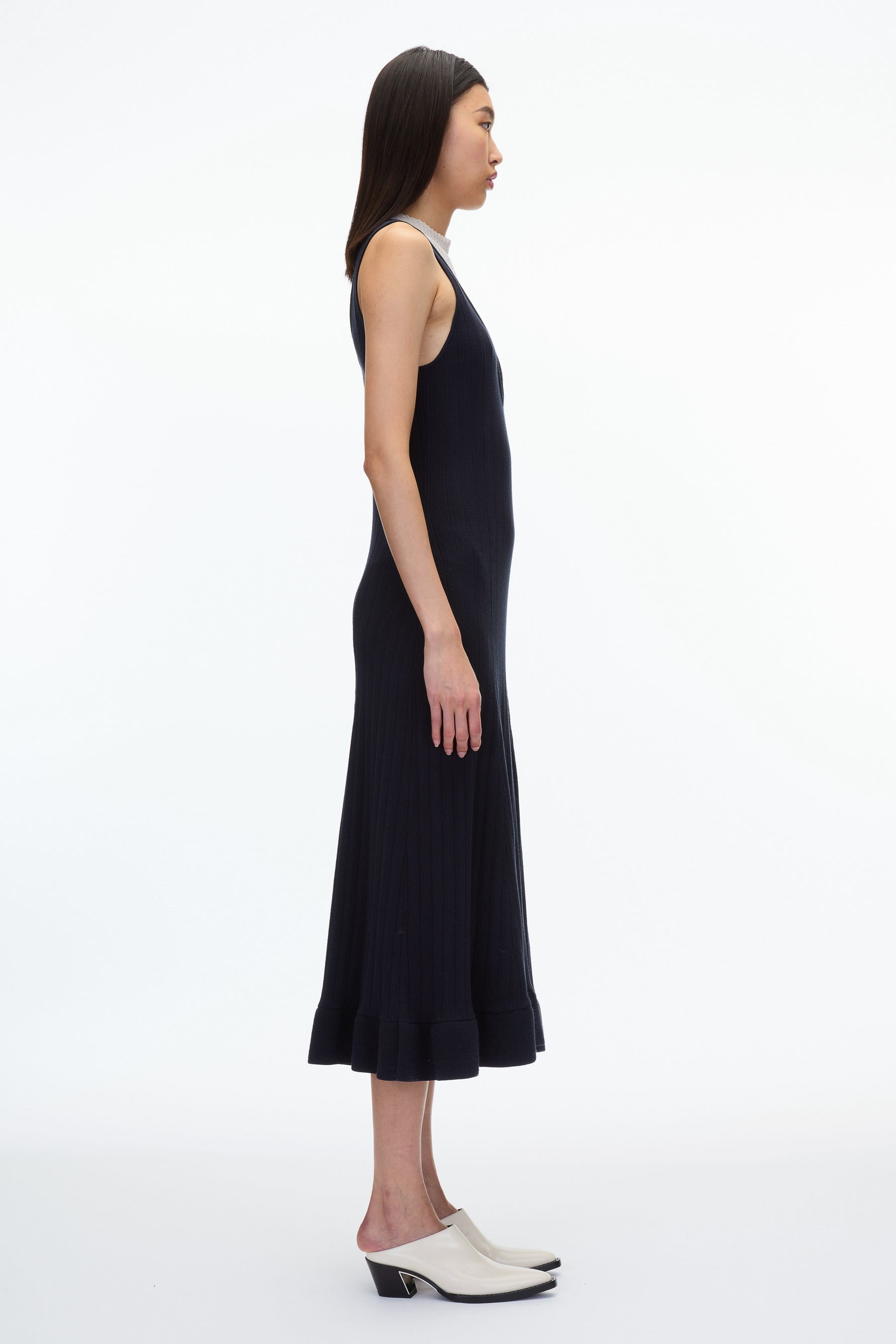 Fluid Rib Mockneck Midi Knit Dress - 3