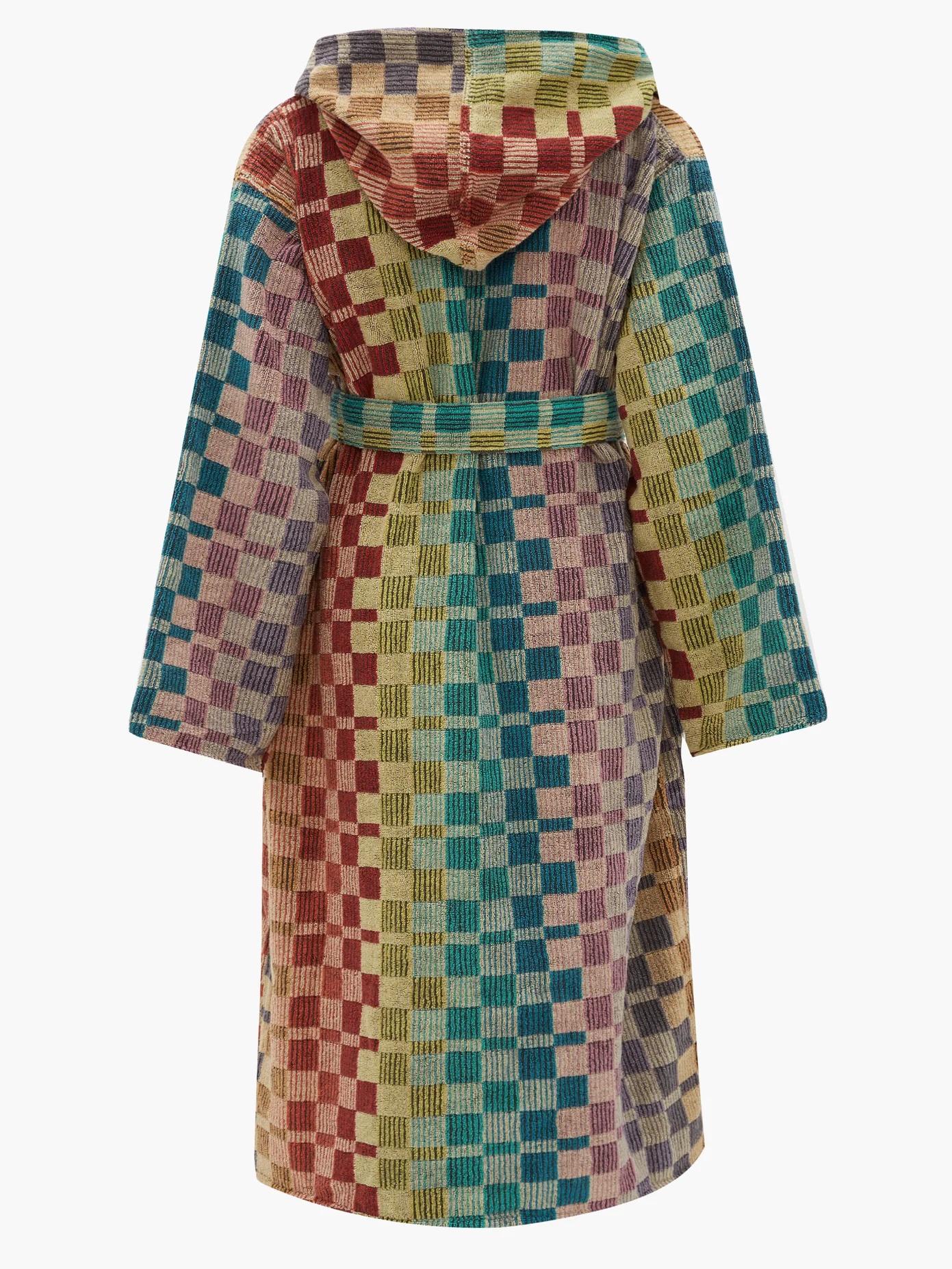 Yassine hooded checked cotton-terry robe - 5