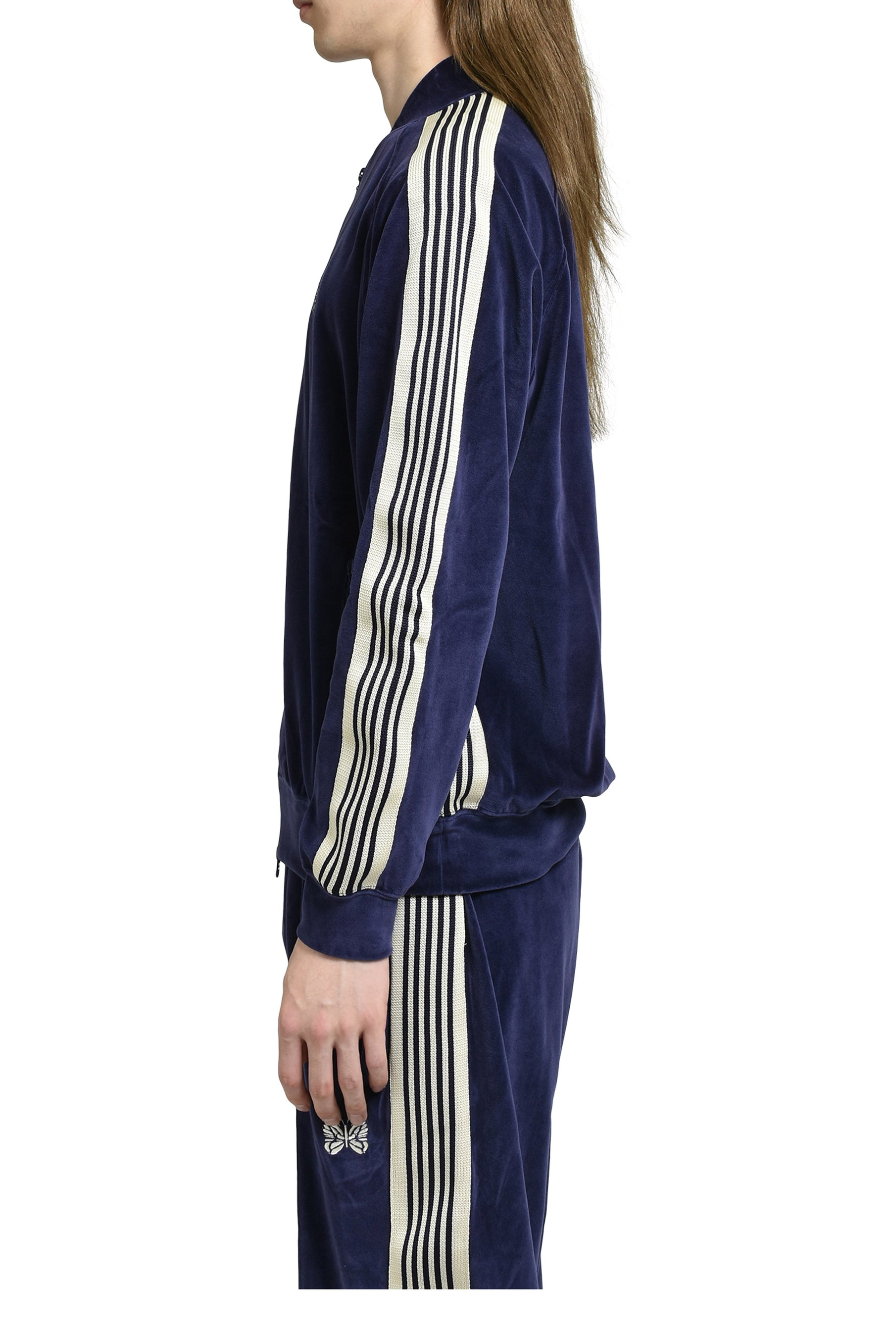 RIB COLLAR TRACK JACKET - C/PE VELOUR / NVY - 3
