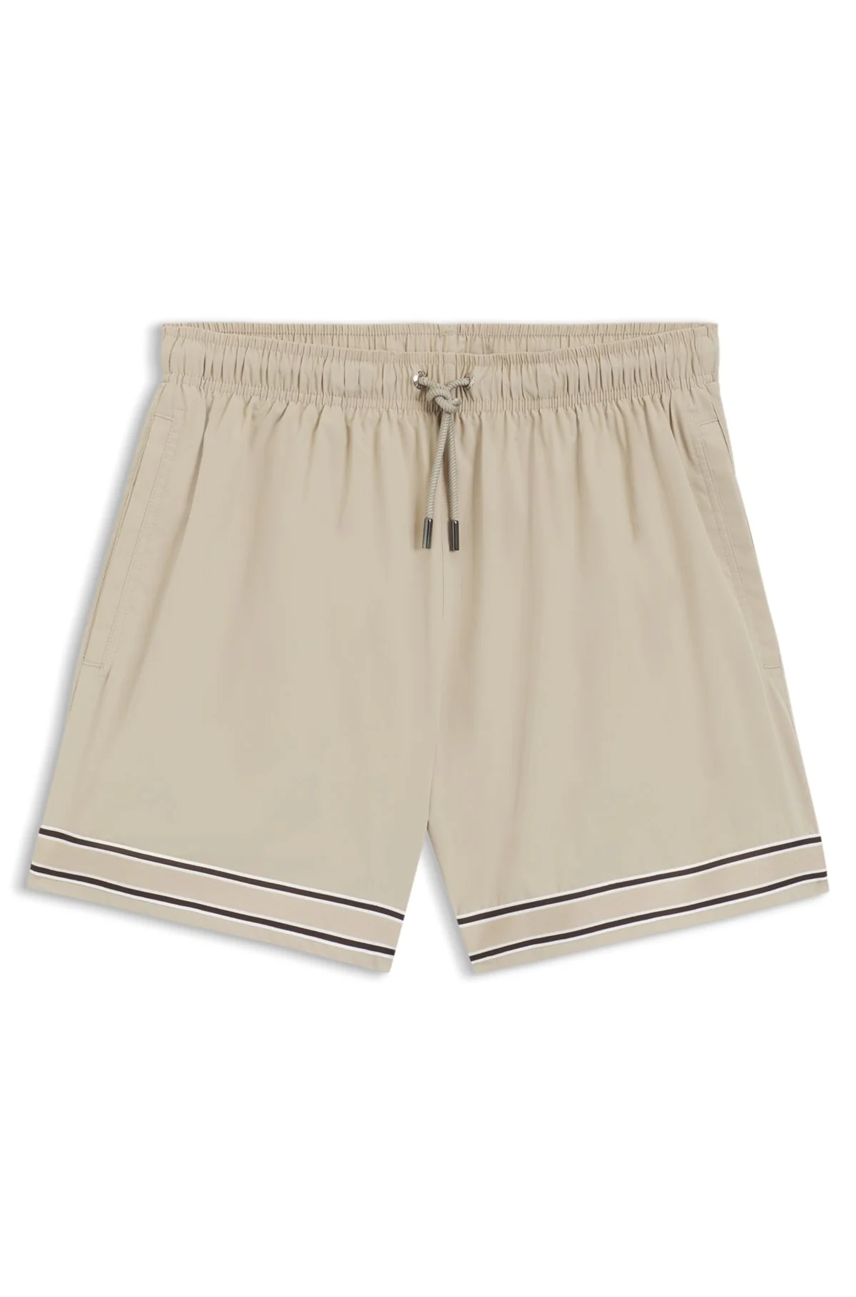 DRAWSTRING SWIM SHORTS IN STRETCH FABRIC WITH TAPE TRIM - 1