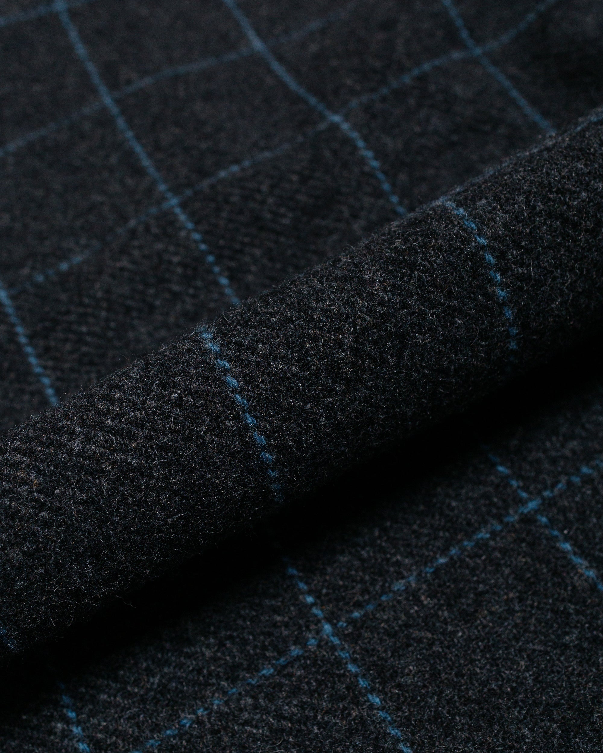 Carlyle Pant Charcoal/Light Blue Wool Poly Windowpane - 5