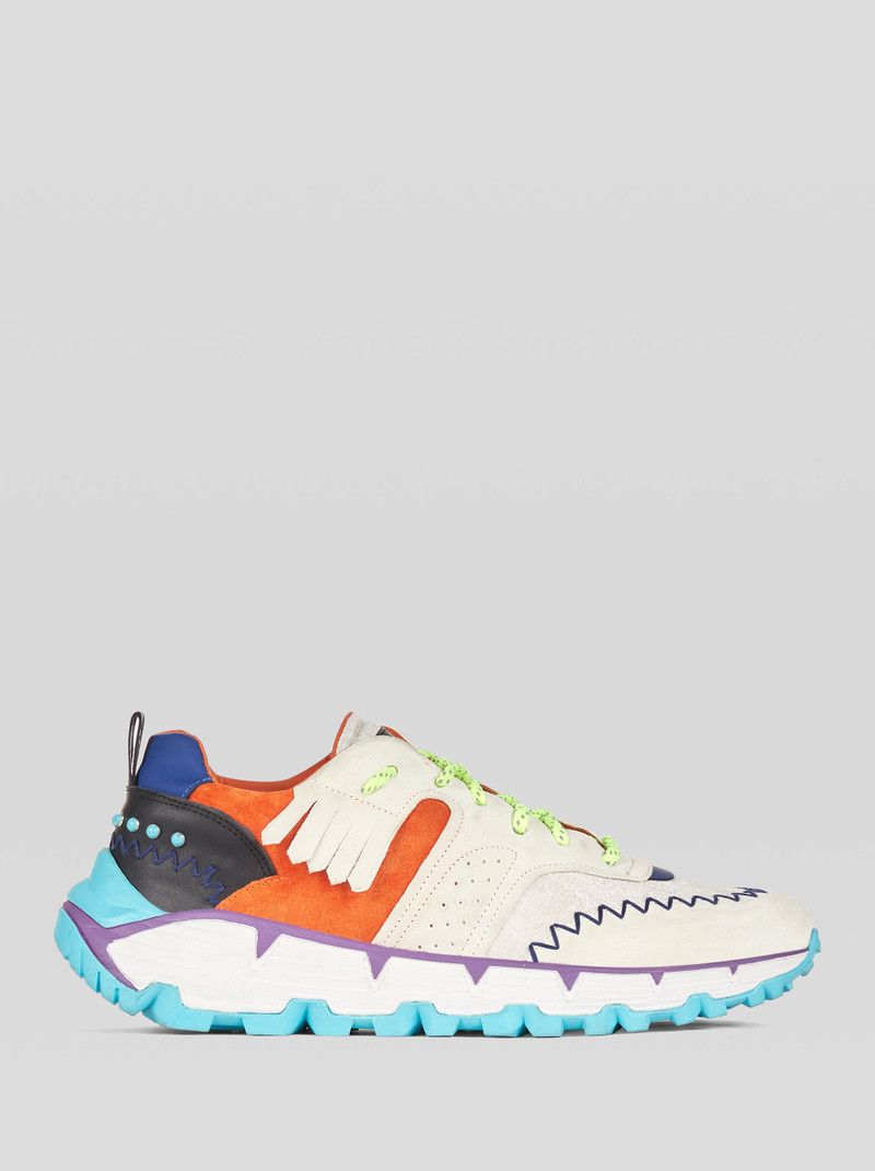 EARTHBEAT SNEAKERS IN LEATHER AND PAISLEY FABRIC 1