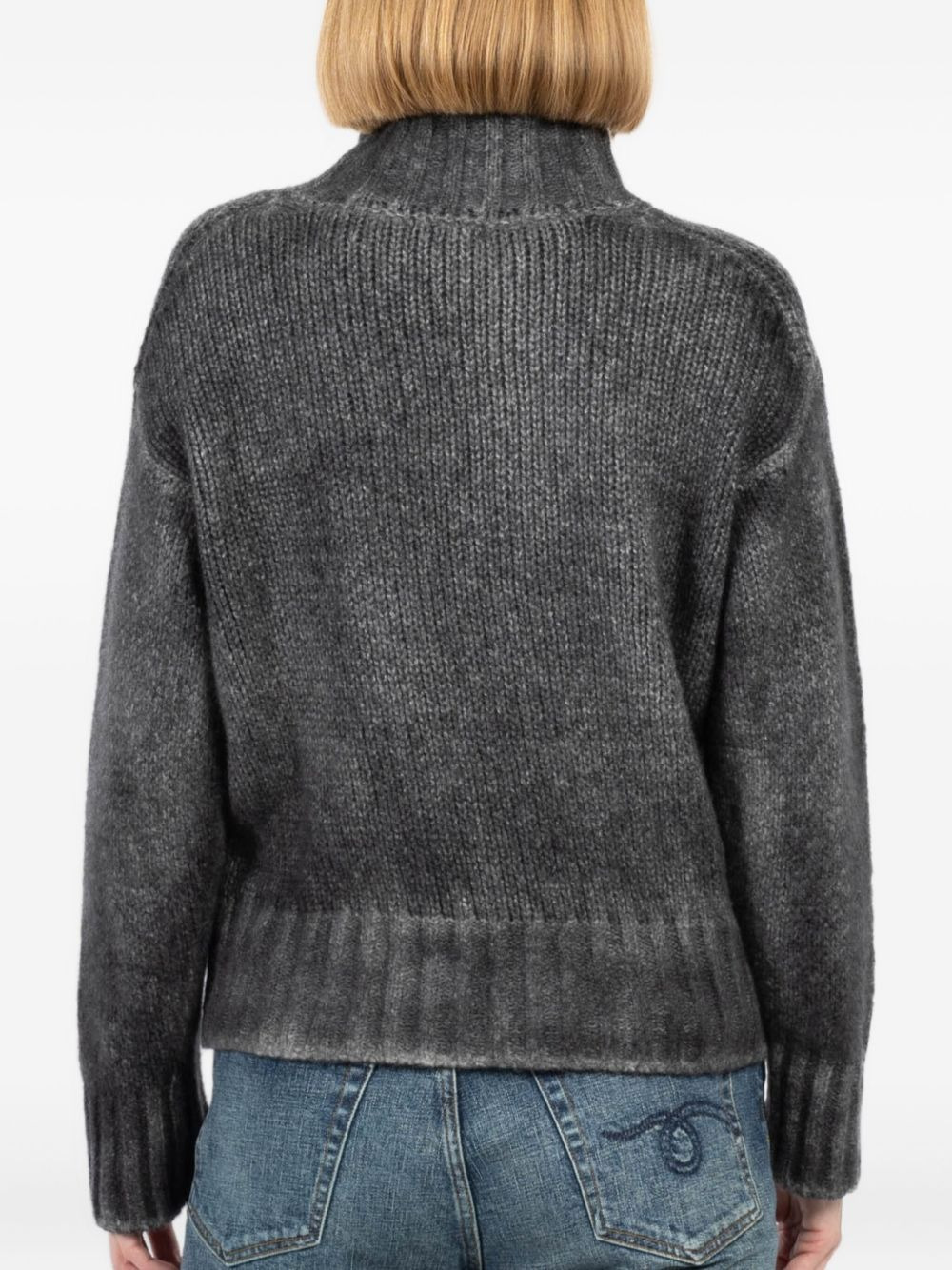 mock-neck ribbed knit sweater - 4
