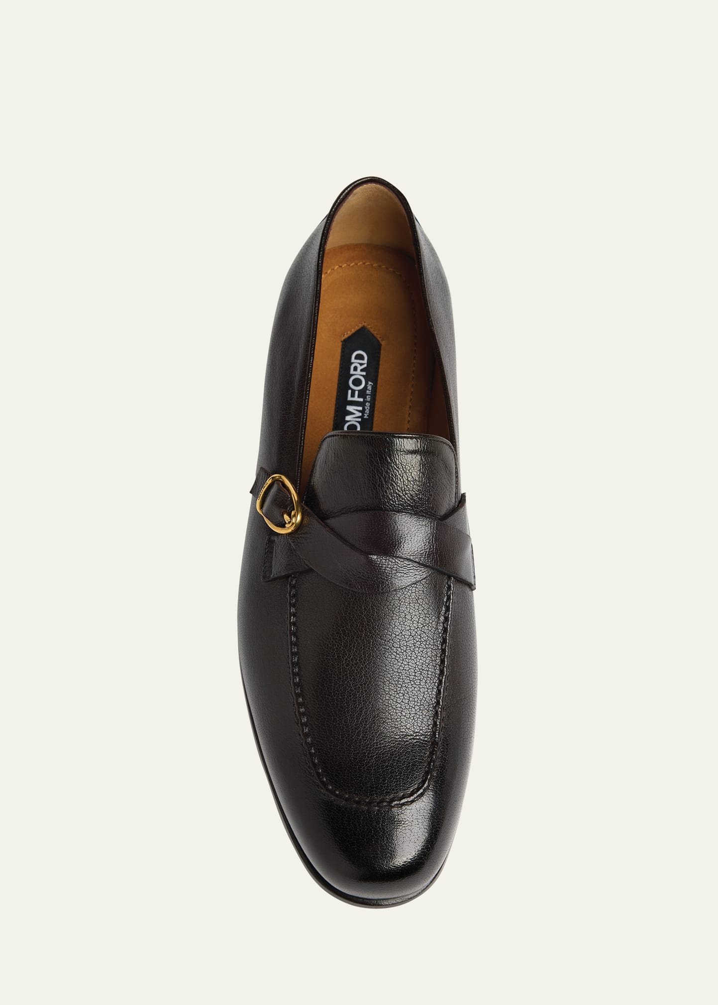 Men's Gigi Grained Leather Twisted Buckle Loafers - 5