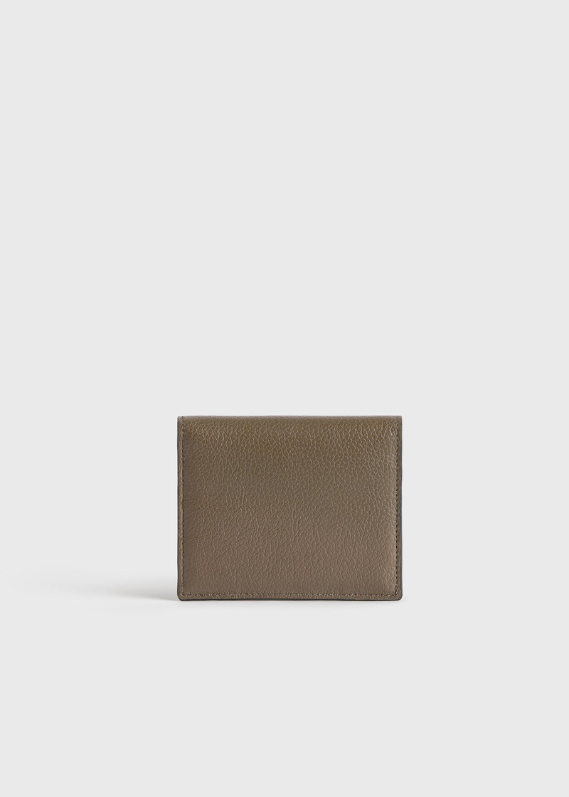T-lock grained-leather cardholder dark taupe 4
