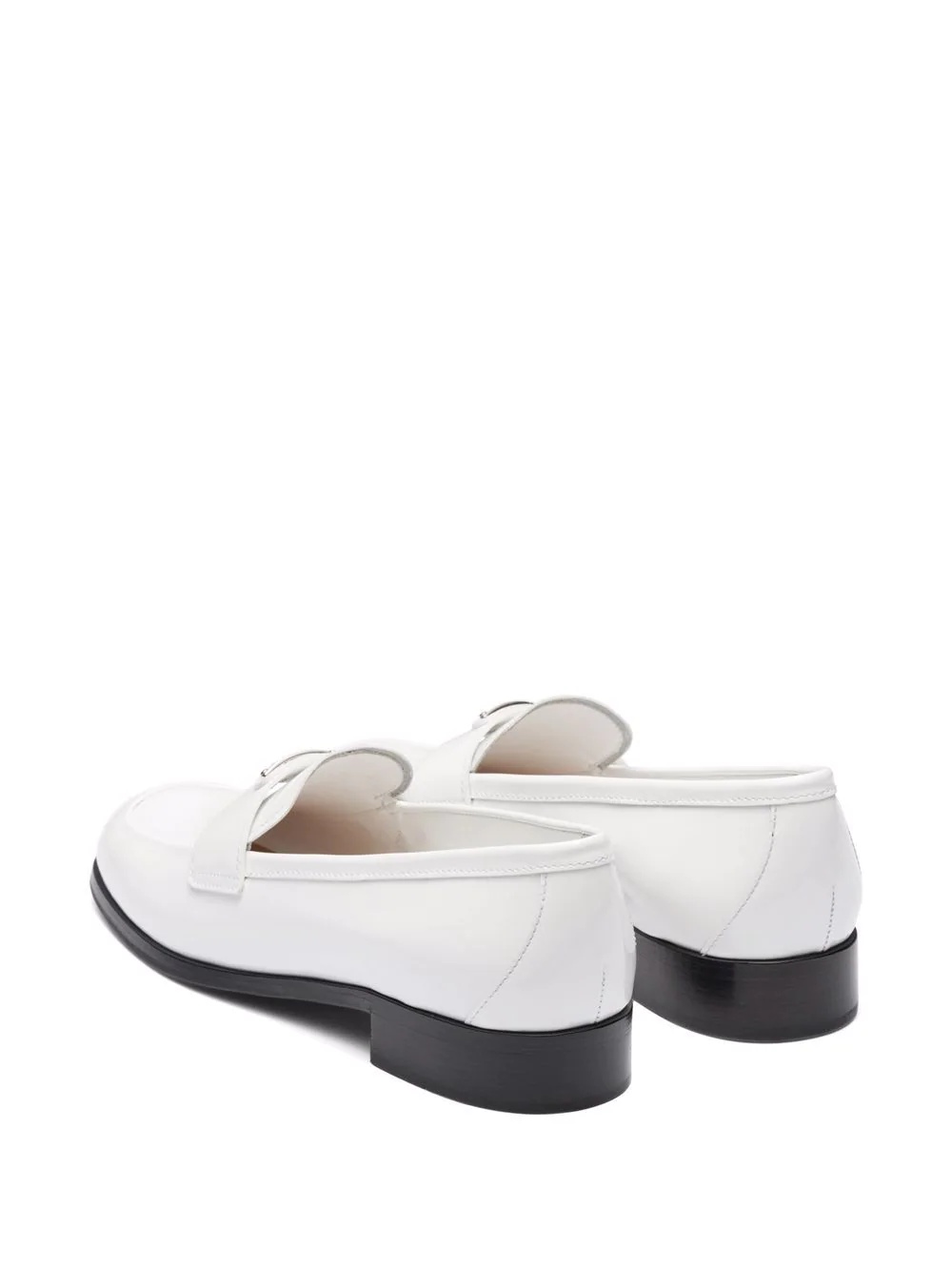 logo-plaque leather loafers - 3