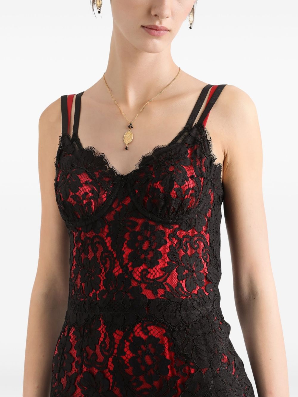 floral-lace midi dress - 4