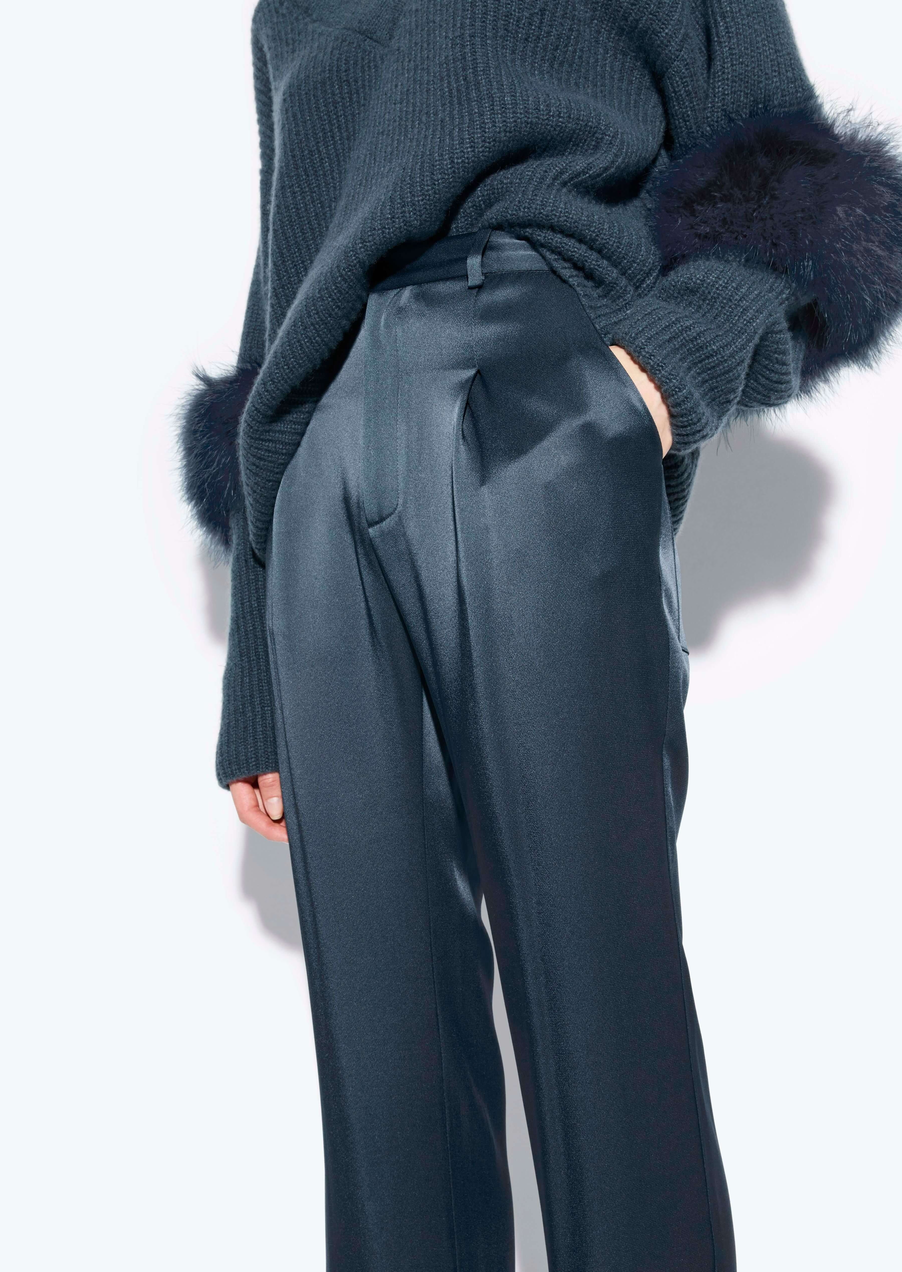 Satin Tapered Pleated Pant - 4