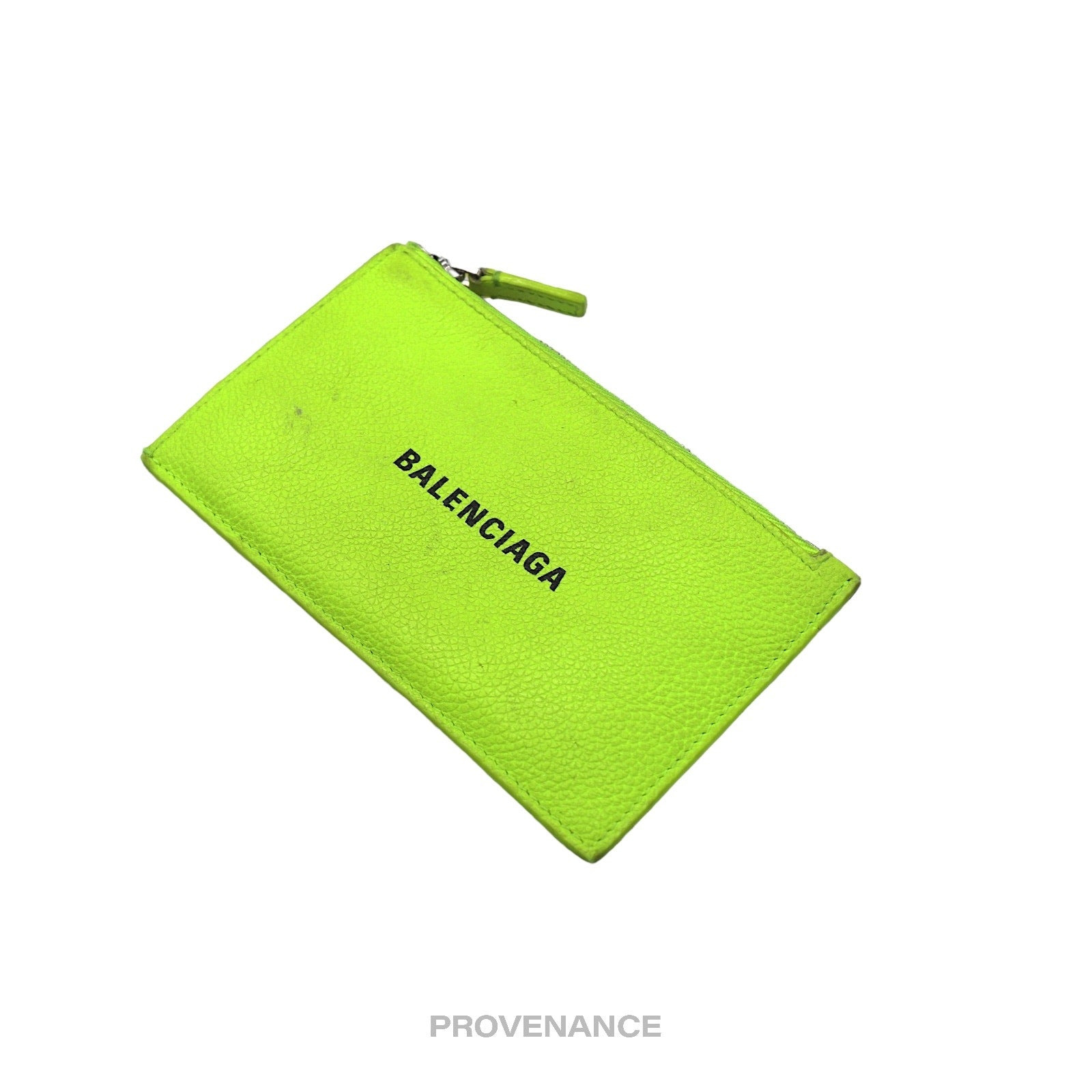 Balenciaga Logo Fragment Zip Card Wallet - Neon - 3