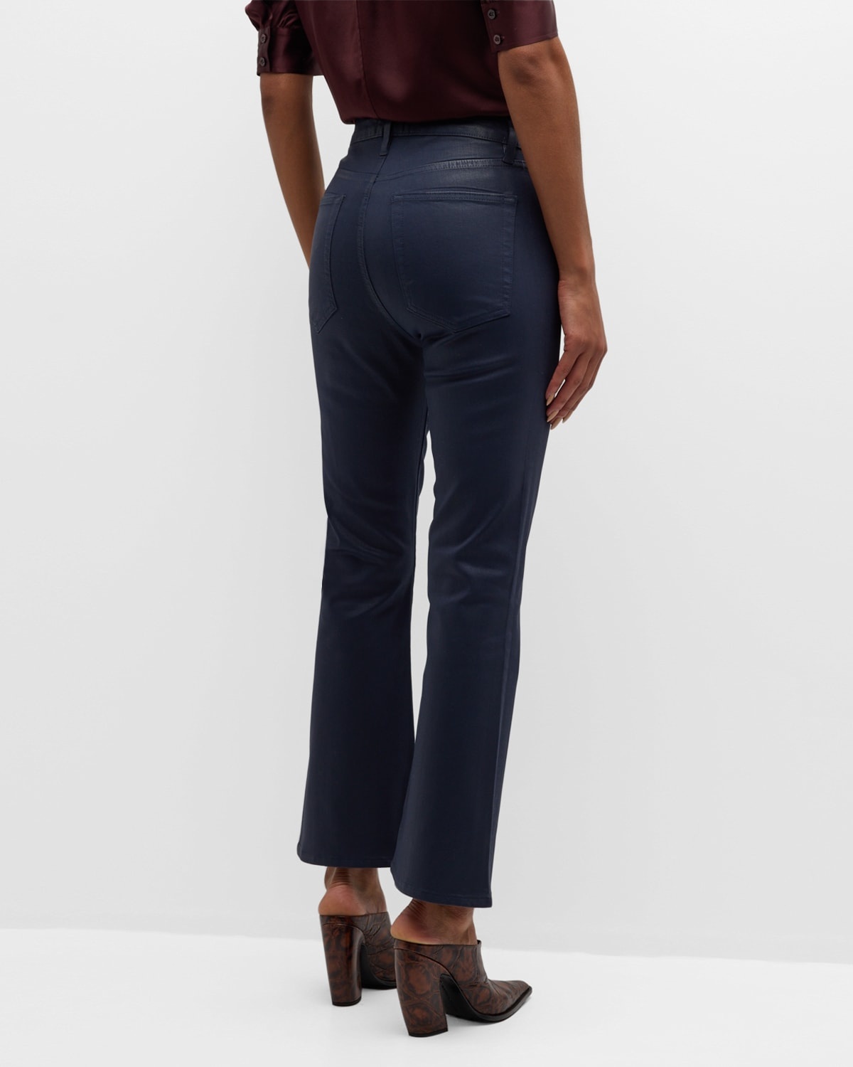 Le Crop Mini Boot-Cut Coated Jeans - 6