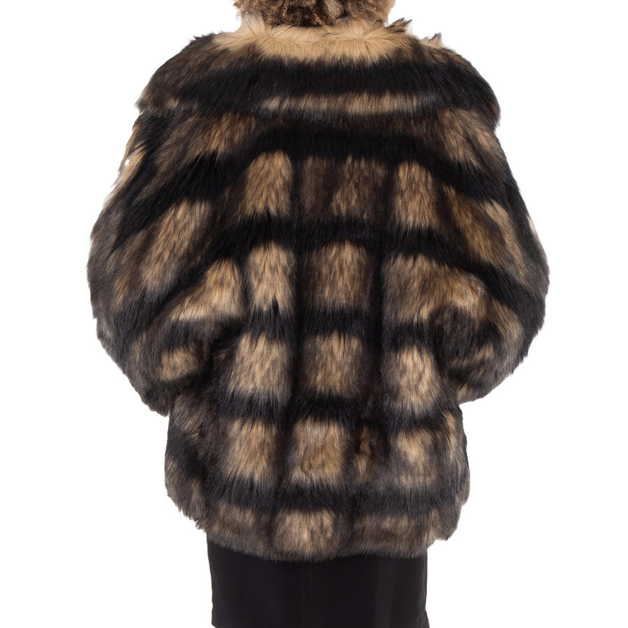 Burberry Striped Faux Fur Oversized Jacket - 5