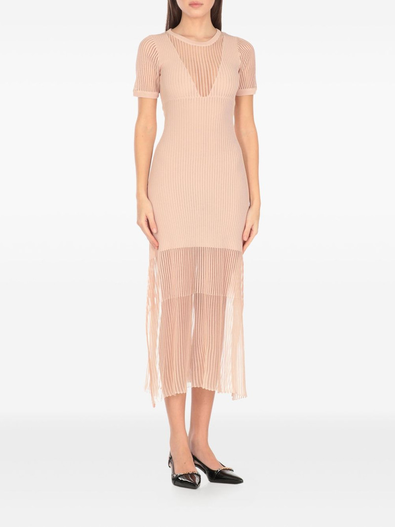 PINKO rib-knit pleated midi dress outlook