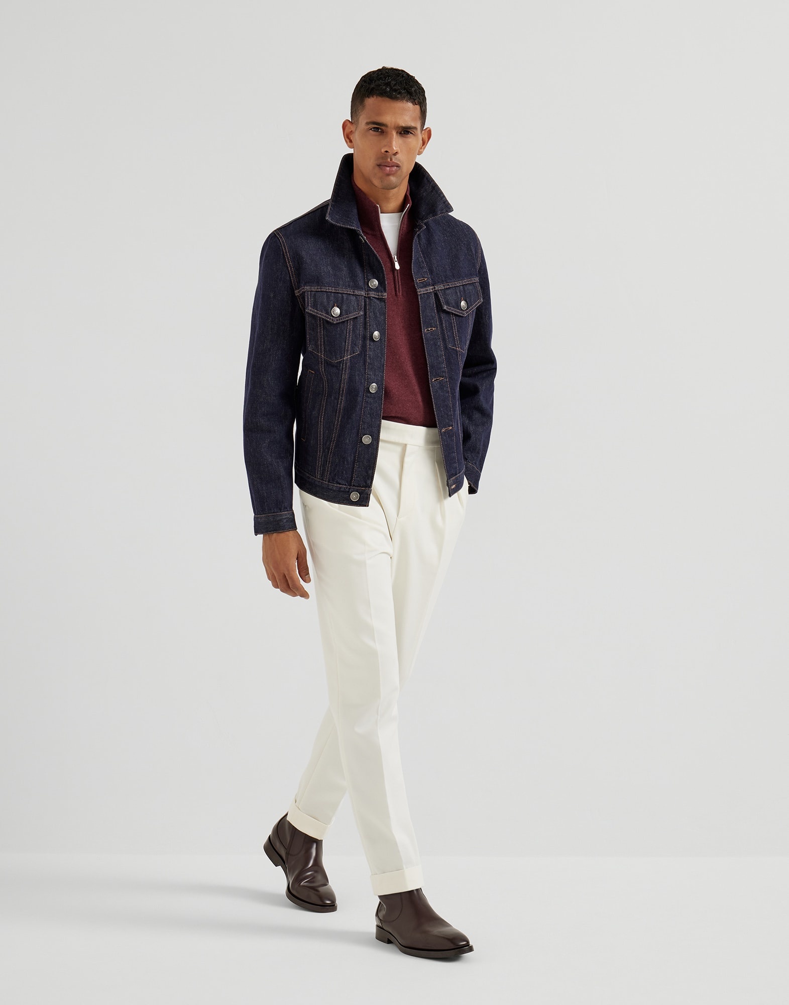 Cashmere sweater with half zip - 5