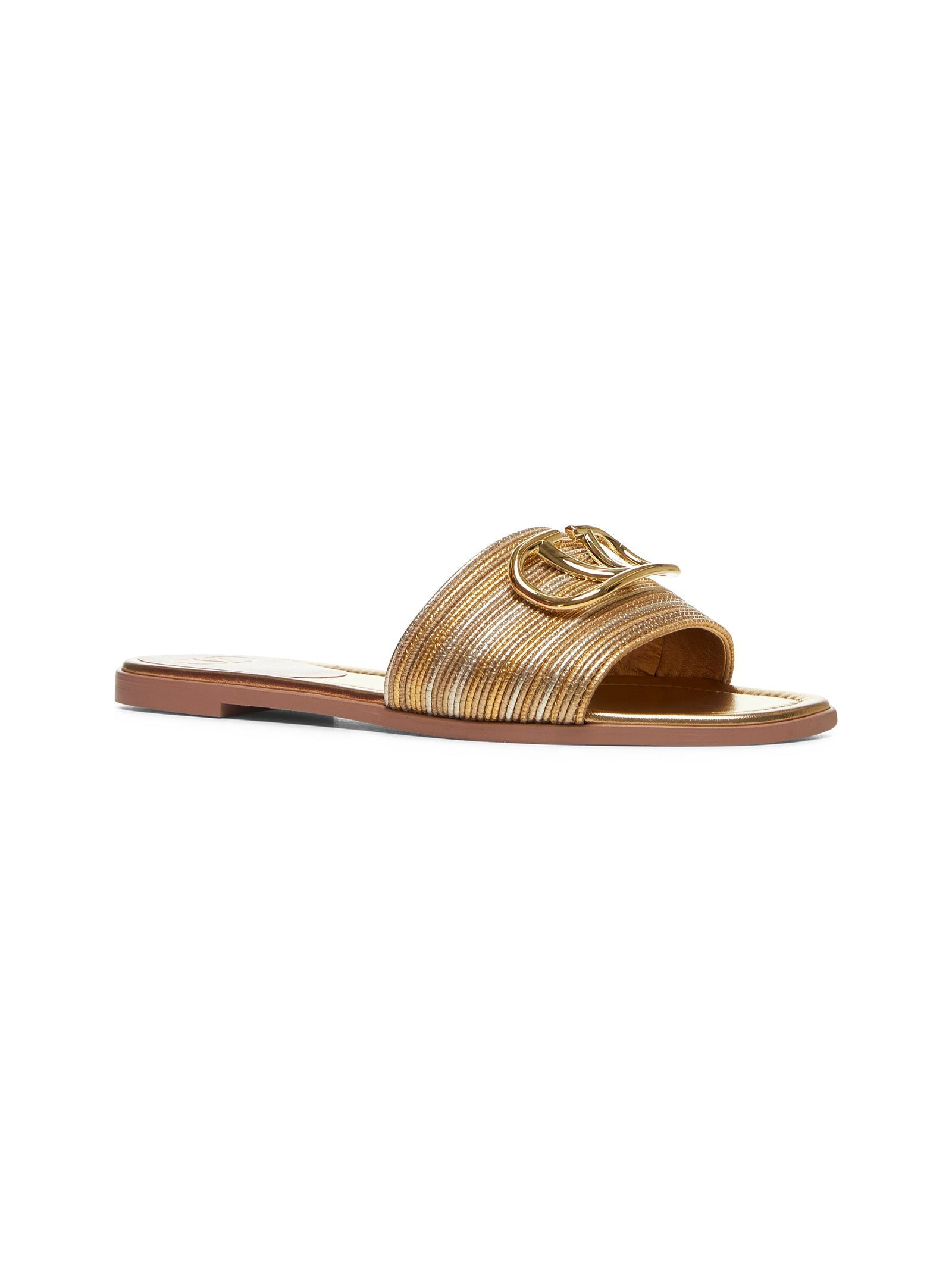 Valentino Garavani Women Gold Vlogo Signature Slide Sandals - 2