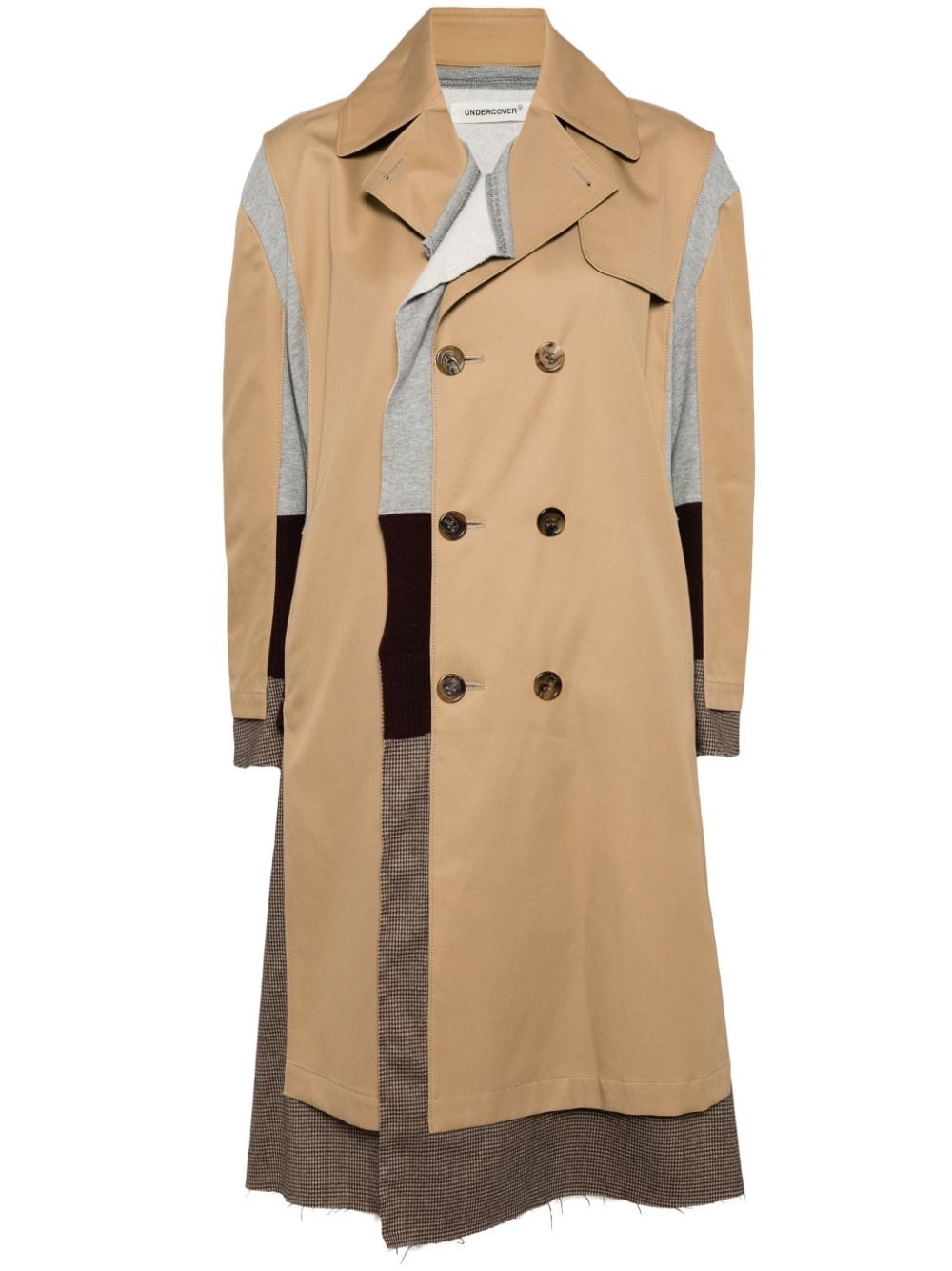 contrasting-paneled double-breasted coat - 1