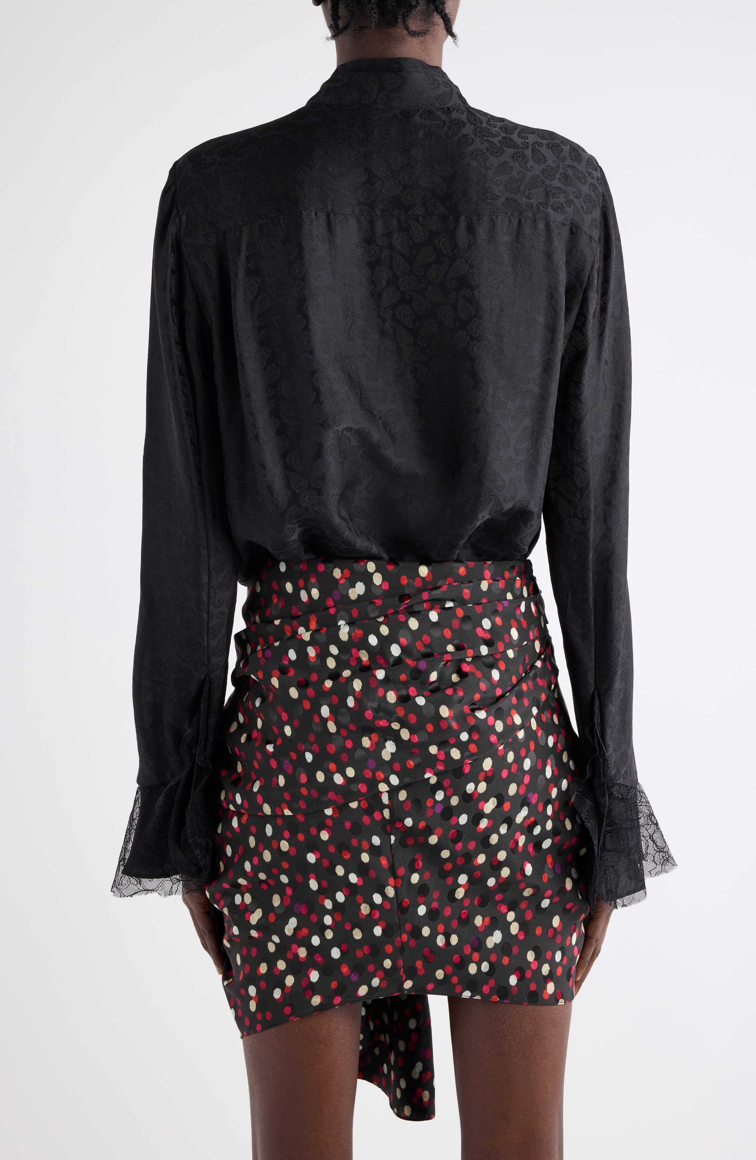 Isabel Marant Raphaella Paisley Tie Neck Top in Black at Nordstrom - 3