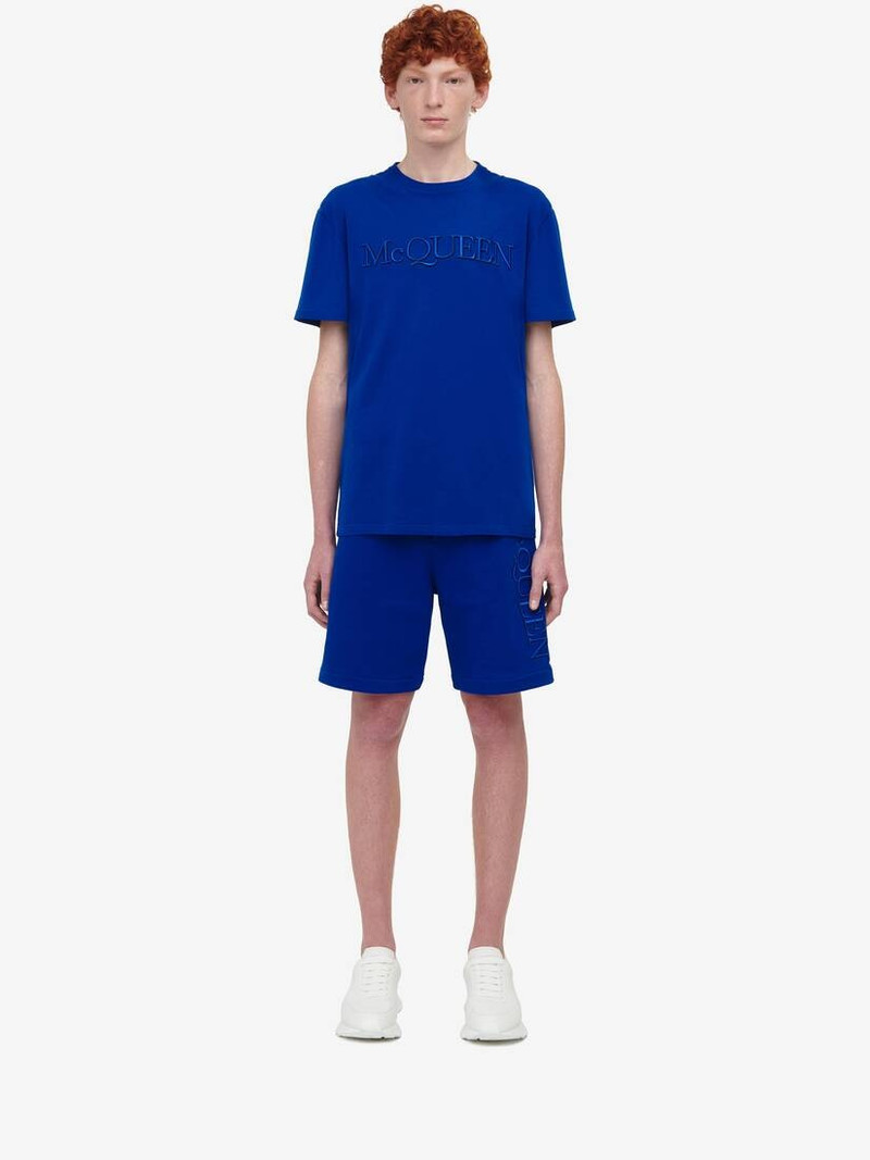 Alexander McQueen Men's Logo Embroidery T-shirt in Electric Blue outlook