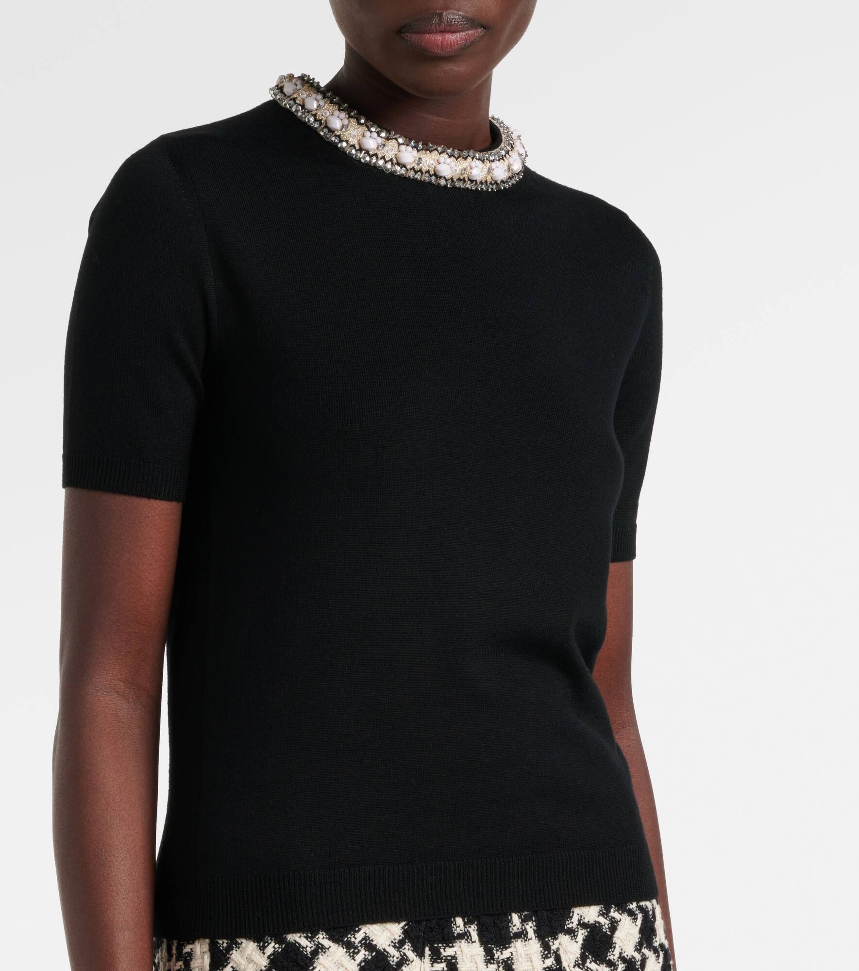 Embroidered virgin wool top - 4