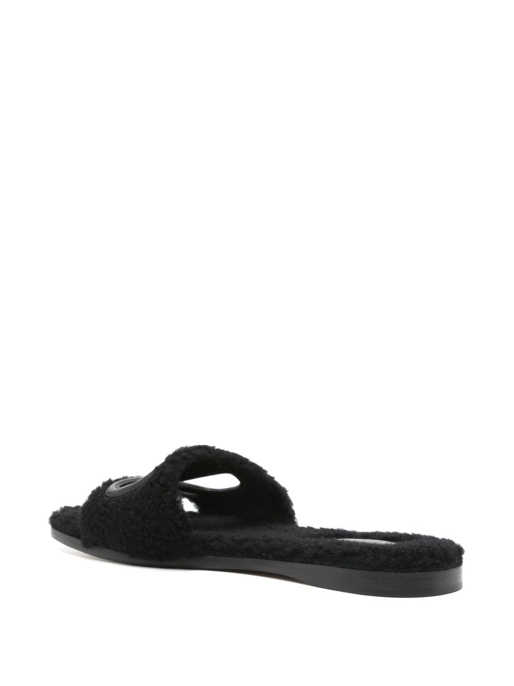 VLogo cut-out faux-shearling slides - 3