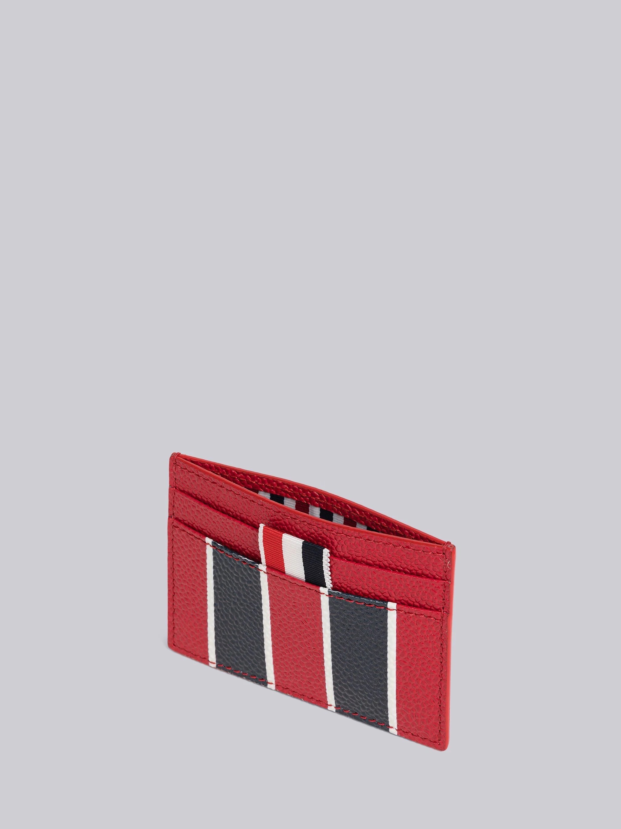 Stripe Pebble Grain Leather Single Card Holder - 3